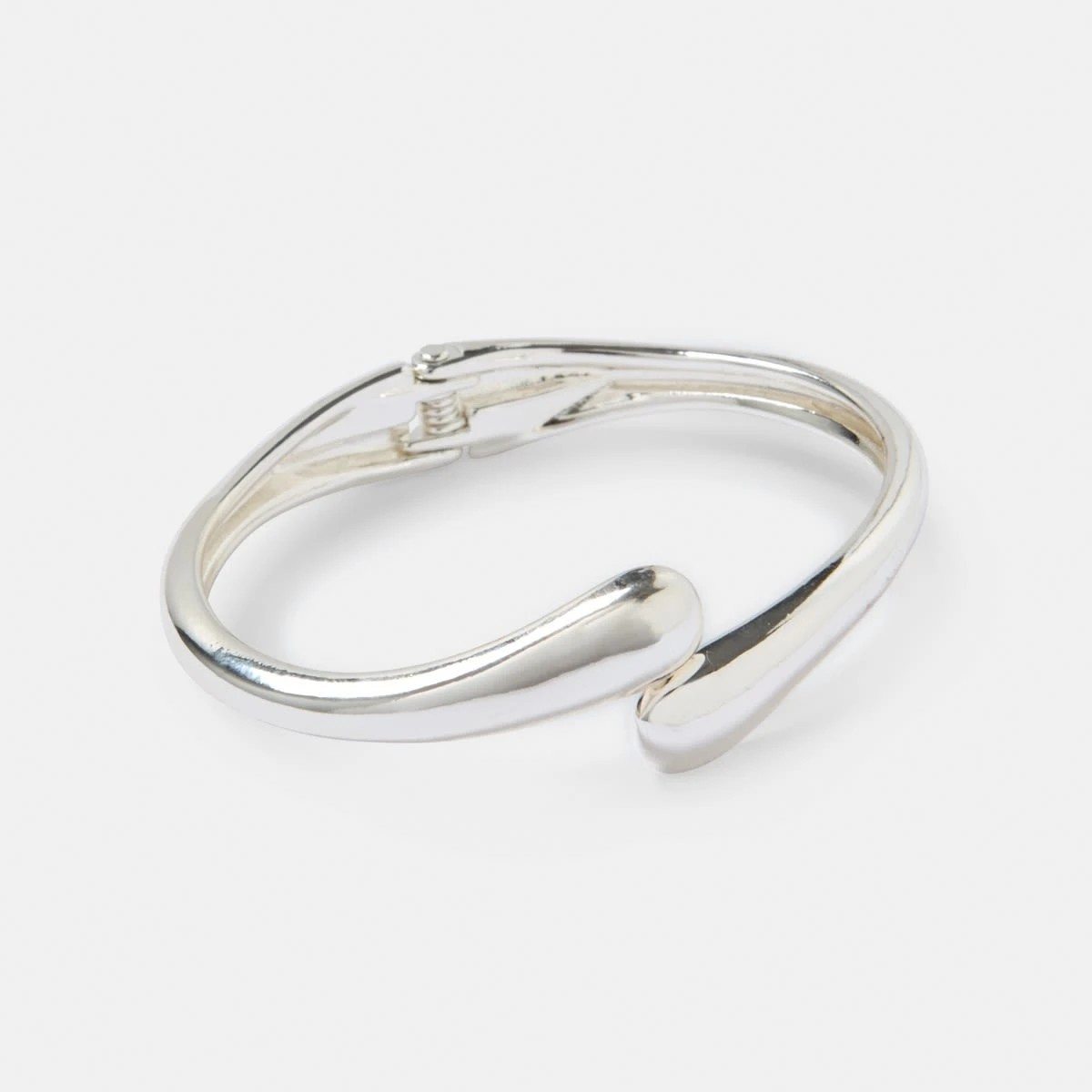 1 Teardrop Hinged Cuff Bracelet - Silver Tone, 1 of 4