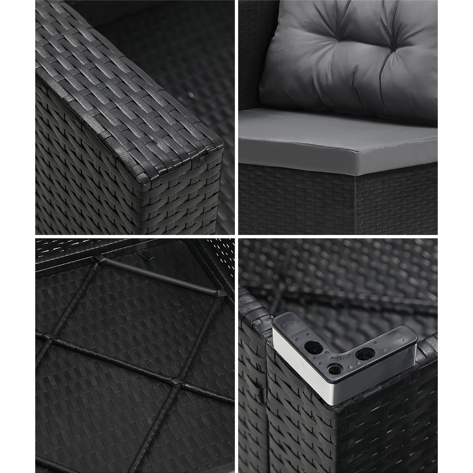 8 Livsip Outdoor Sofa Set 4 Seater Corner Modular Lounge Setting Patio Furniture
 - Black, 8 of 9