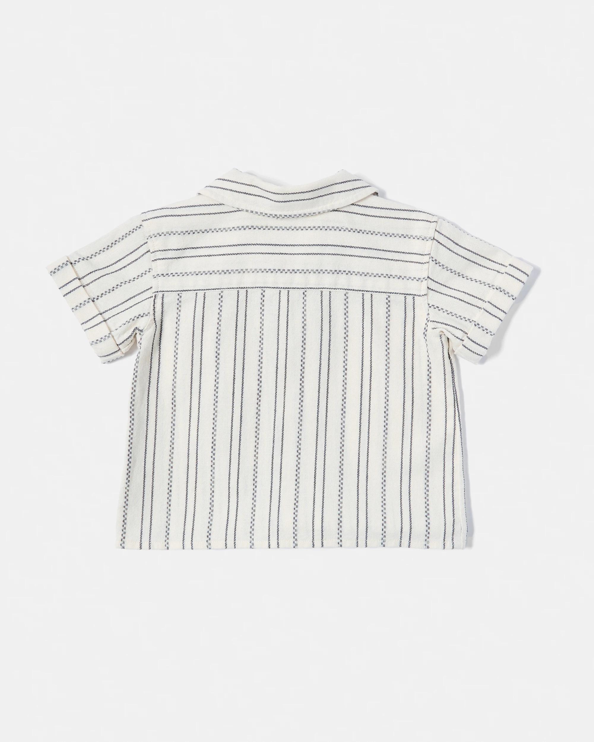 2 Short Sleeve Woven Shirt Blk Strp, 2 of 3