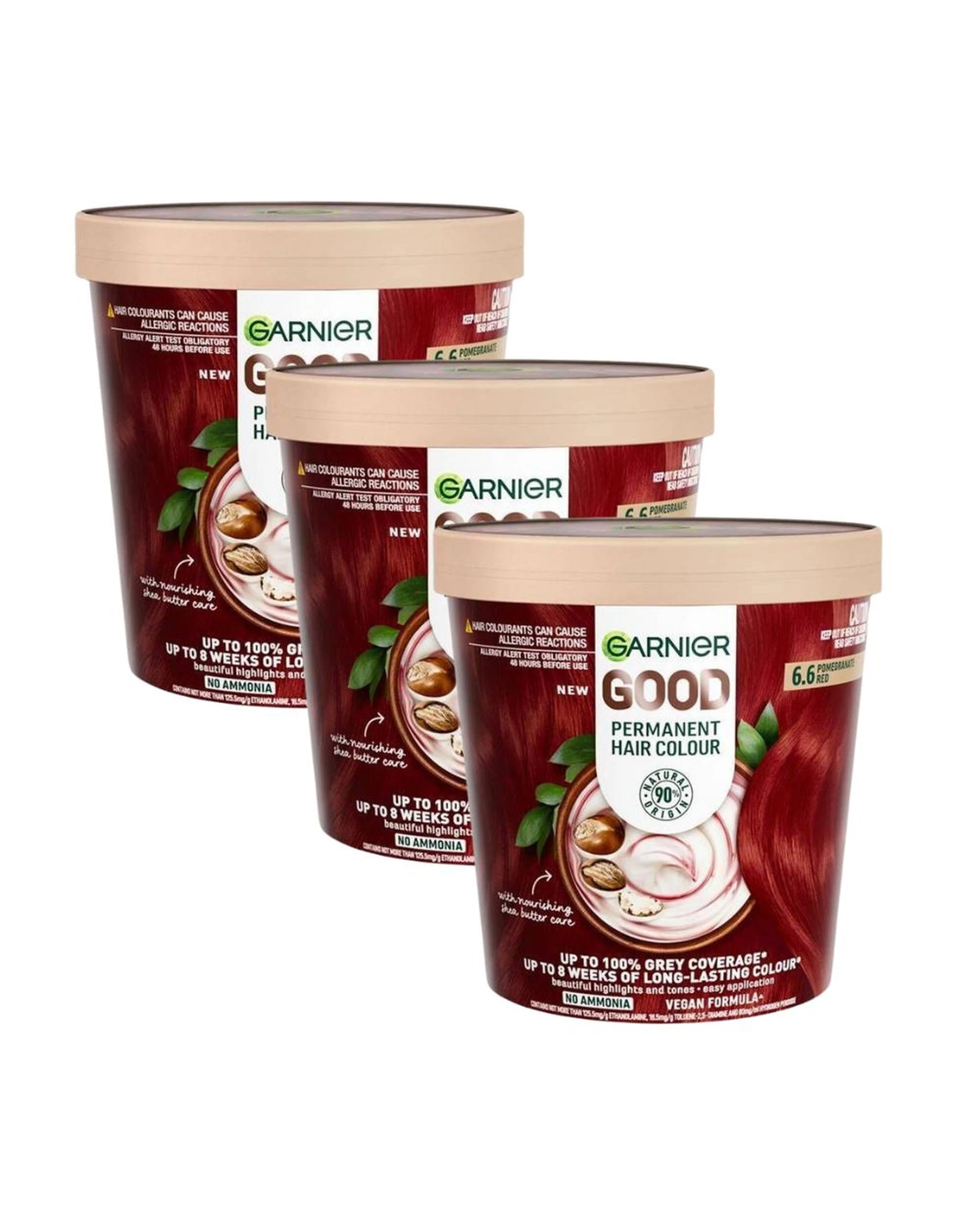 1 3 x Garnier Permanent Hair Colour - 6.6 Pomegranate Red - Red, 1 of 6