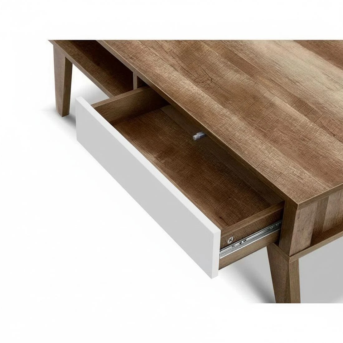 4 Artiss Coffee Table 2 Drawers Walnut Serena - Brown, 4 of 7