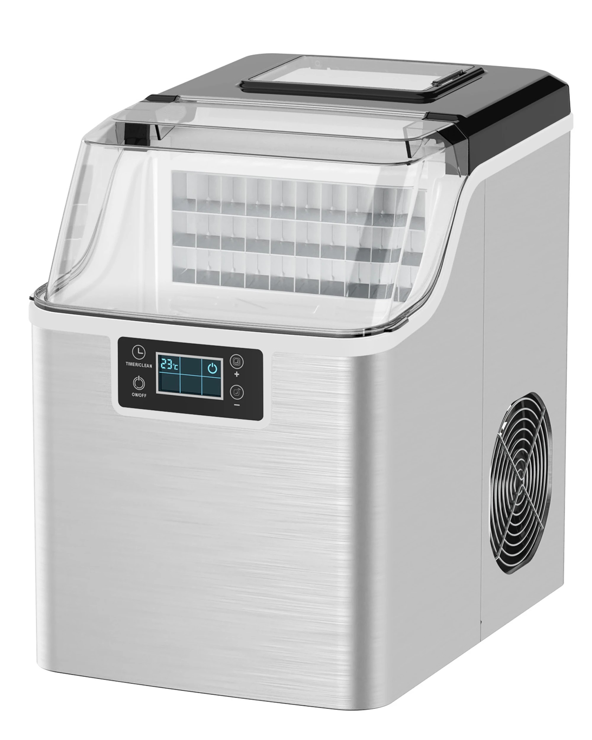 1 Advwin 20kg Ice Maker Machine Clear Cube Making Countertop Home Commercial Ice Cube Maker Machine Stainless Steel, 1 of 8