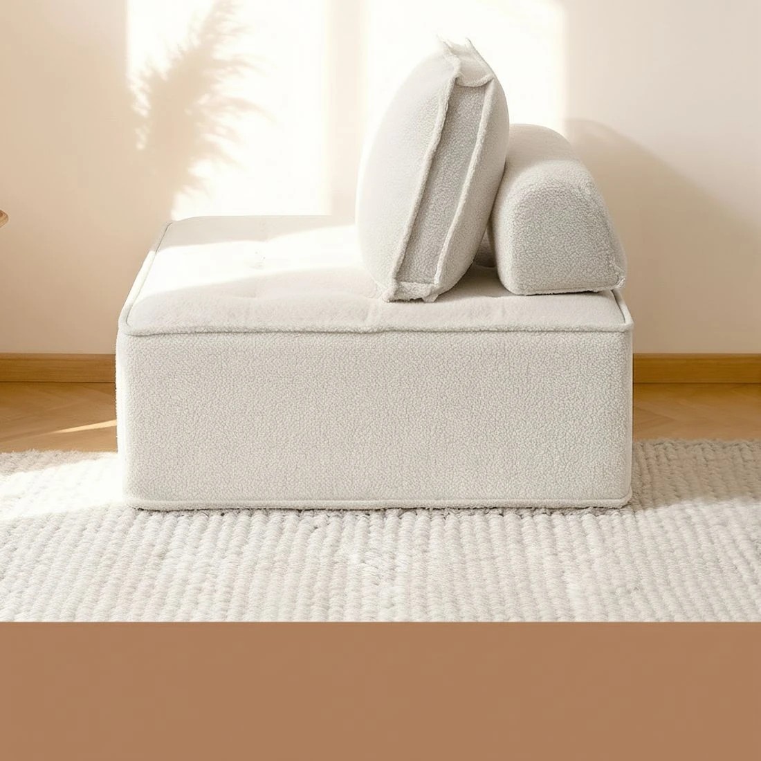 5 Artiss 3 Floor Sofa Lounge Chair with Pillow - White, 5 of 8