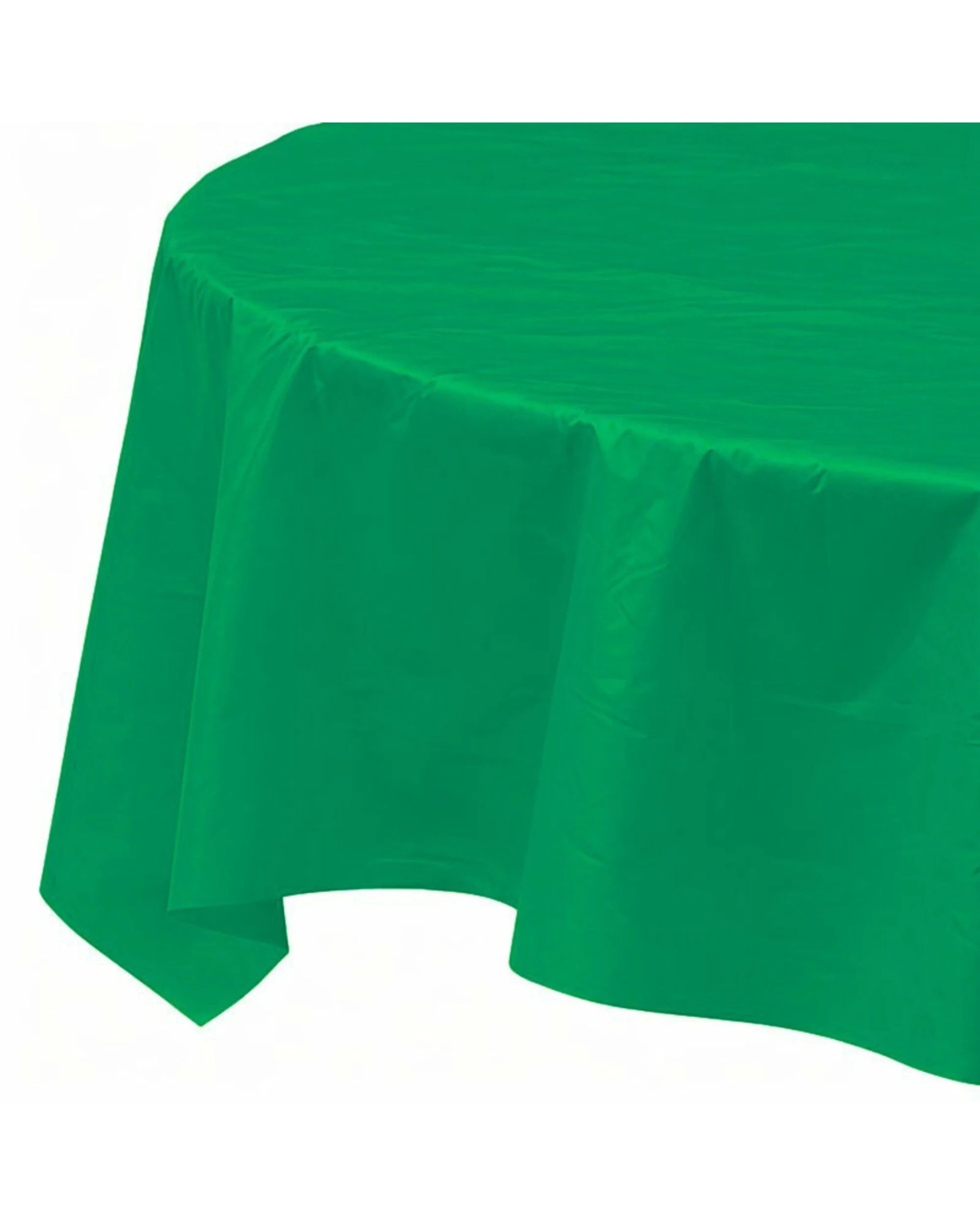 1 Unique Round Plastic Tablecloth - Green - Green, 1 of 2