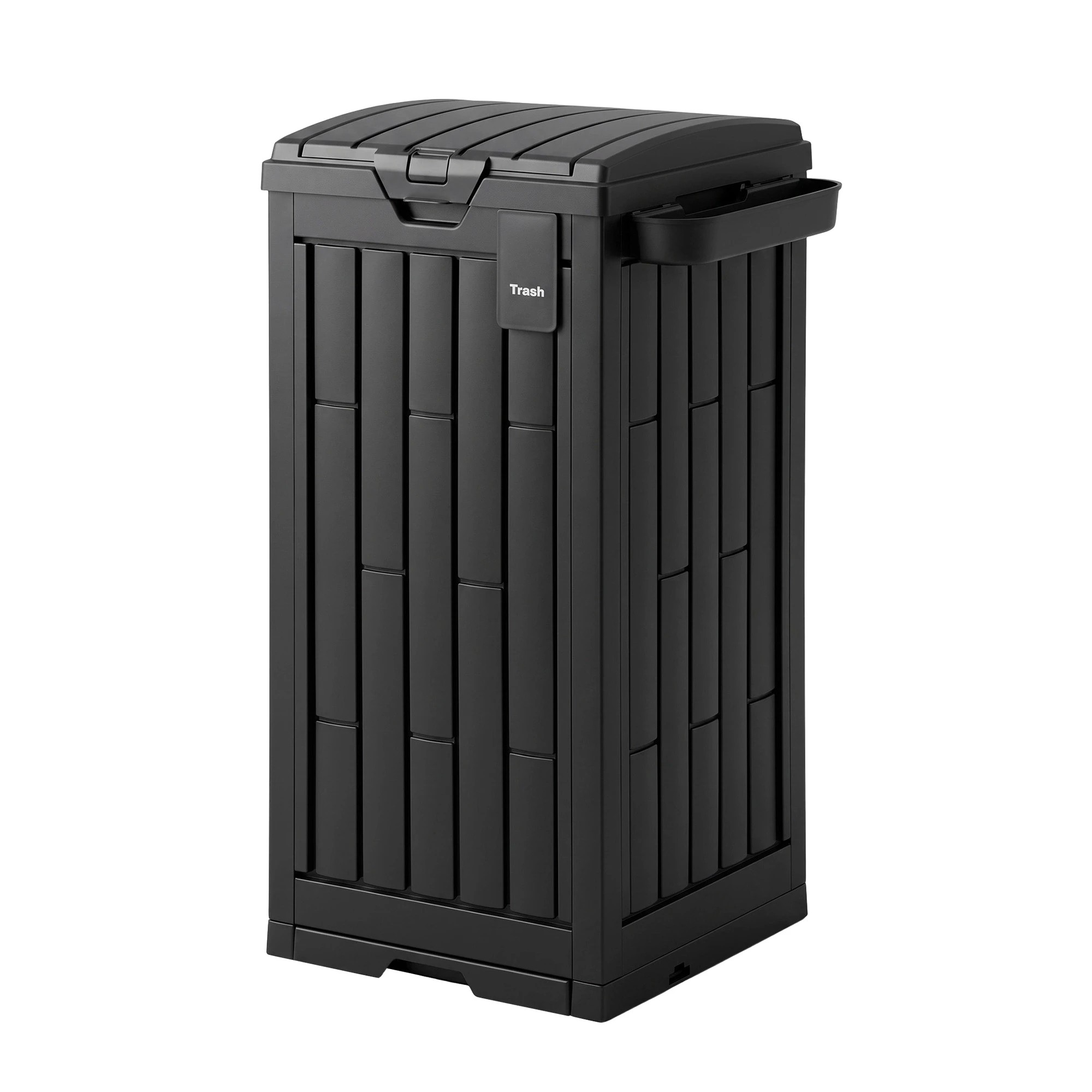 1 Gardeon Outdoor Trash Cans Polypropylene Patio Hideaway Bin 110L Black - Black, 1 of 8