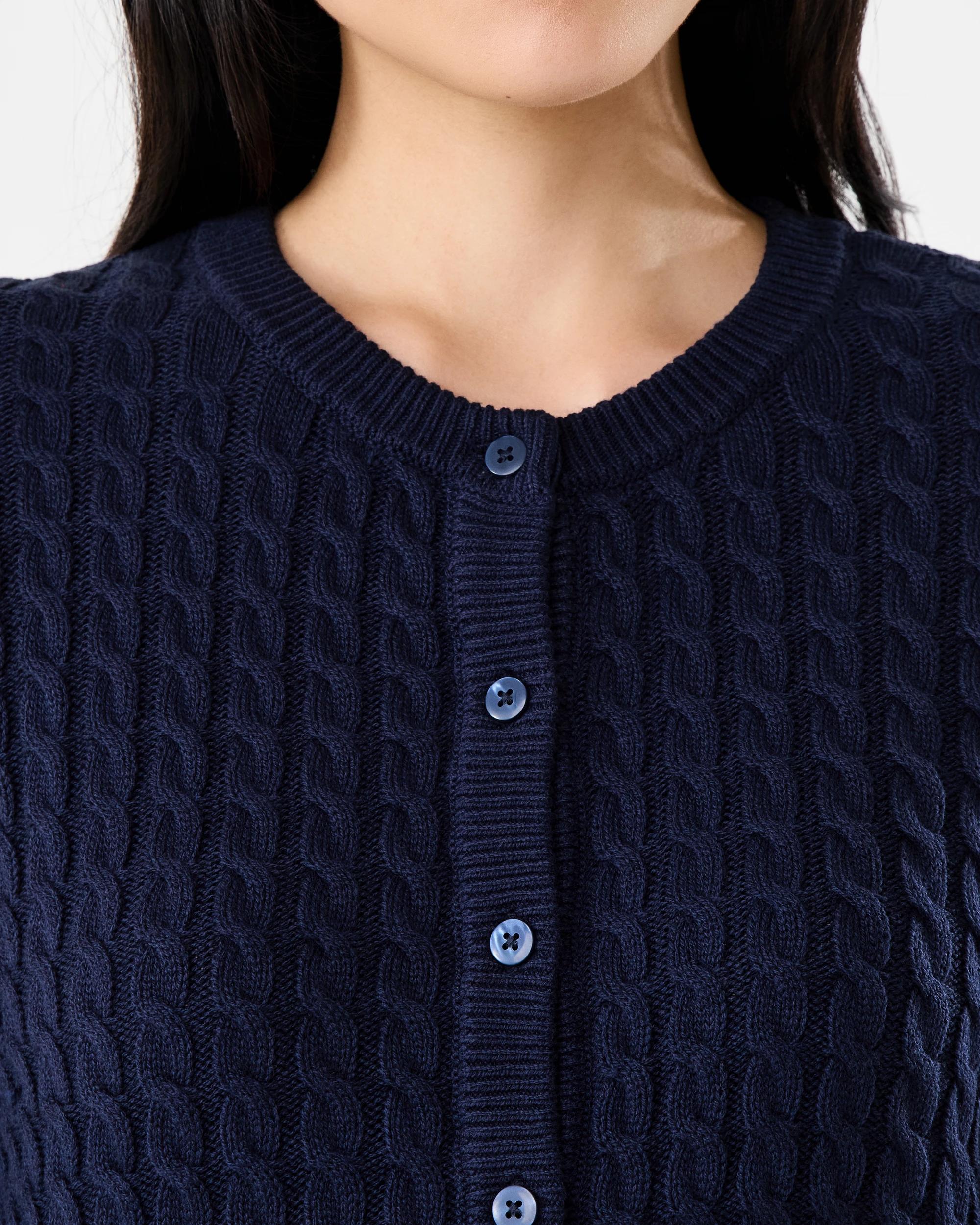 5 Long Sleeve Lightweight Cable Cardigan Blu Pcoat, 5 of 6