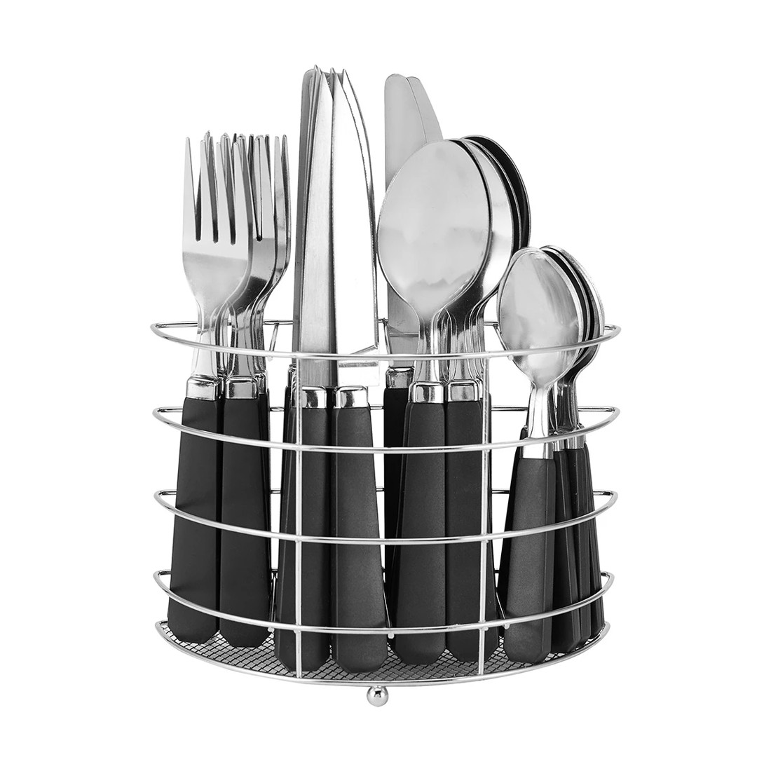1 Black 30 Piece Cutlery Set with Caddy, 1 of 6