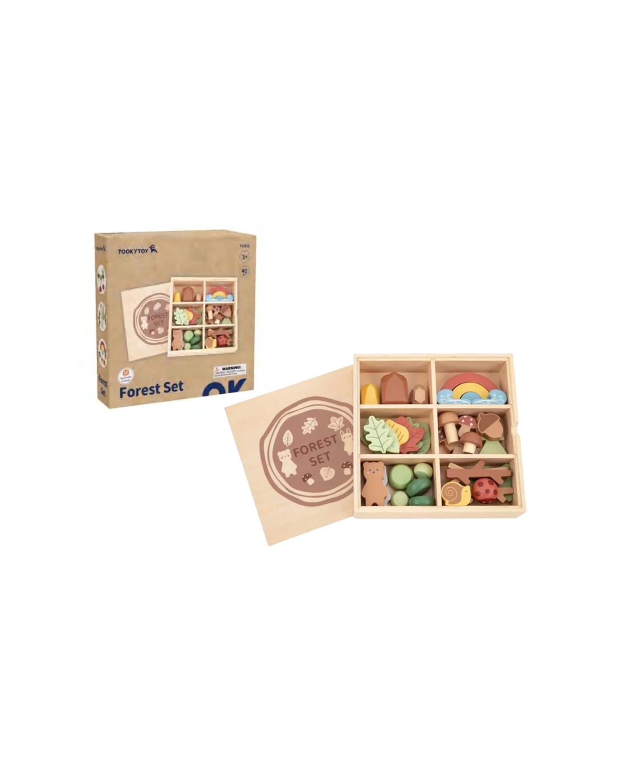 1 Tooky Toy 40pc My Forest Friends Wooden Forest Set Kids Children Fun Play - Multi, 1 of 7