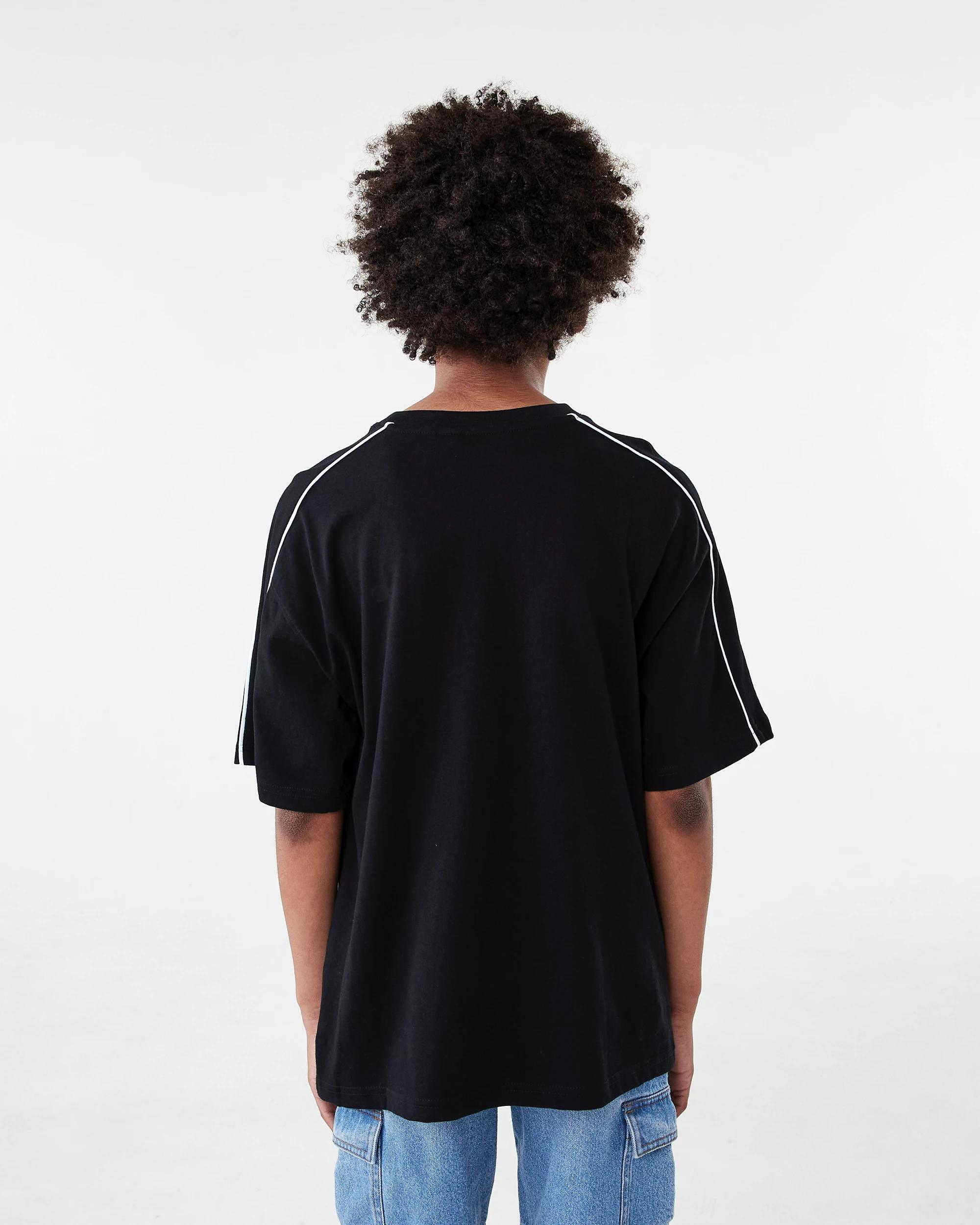 2 Short Sleeve Oversized Piped T-shirt Blk Varsit, 2 of 8