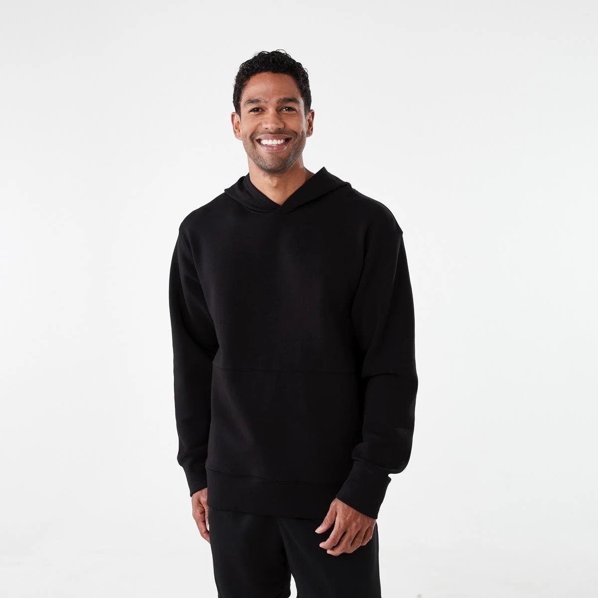 1 Active Mens Relaxed Scuba Hoodie BLACK, 1 of 5