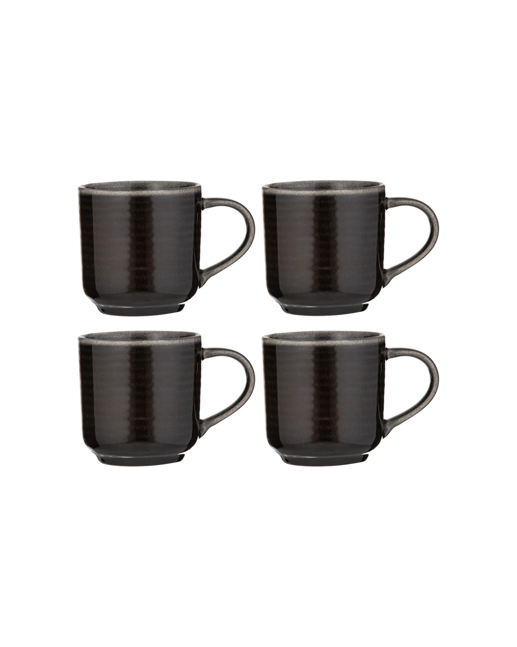 1 Ladelle 4PK Melange Cornflower Stoneware Mug Set 380ml - Black, 1 of 5