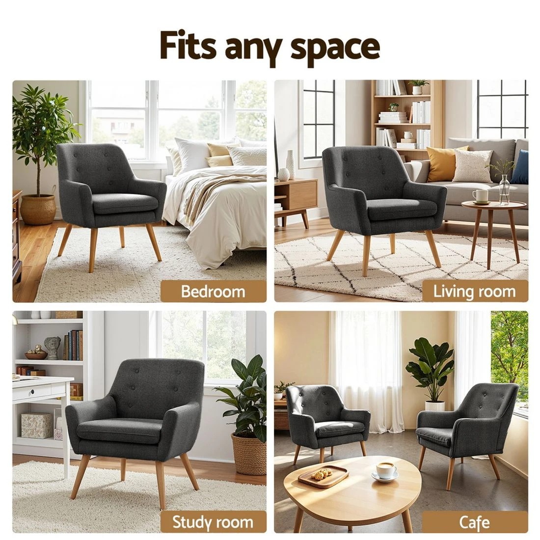 5 Artiss Armchair Lounge Chair Accent Tub Chair
 - grey, 5 of 5