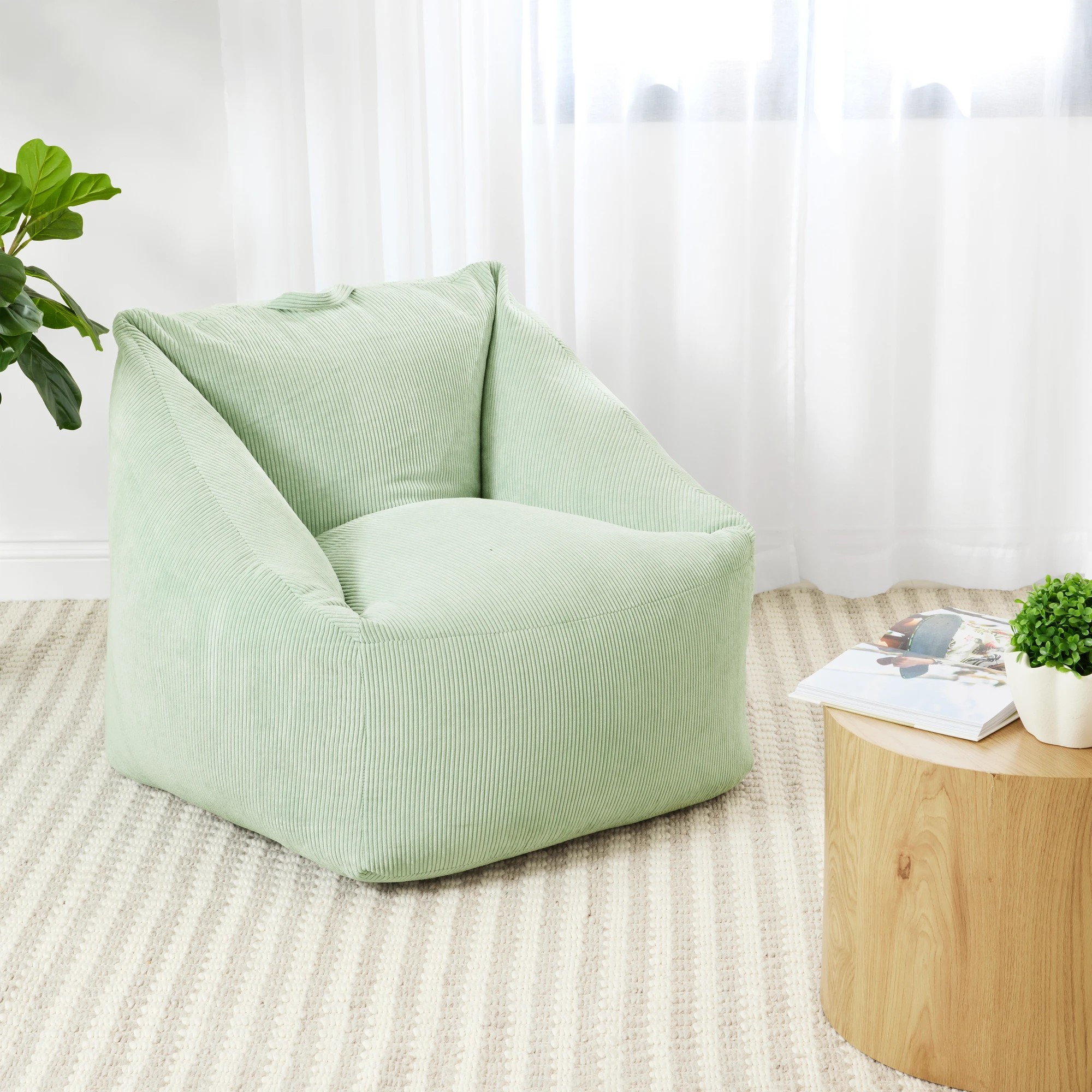 1 Corduroy Bean Bag - Green, 1 of 8
