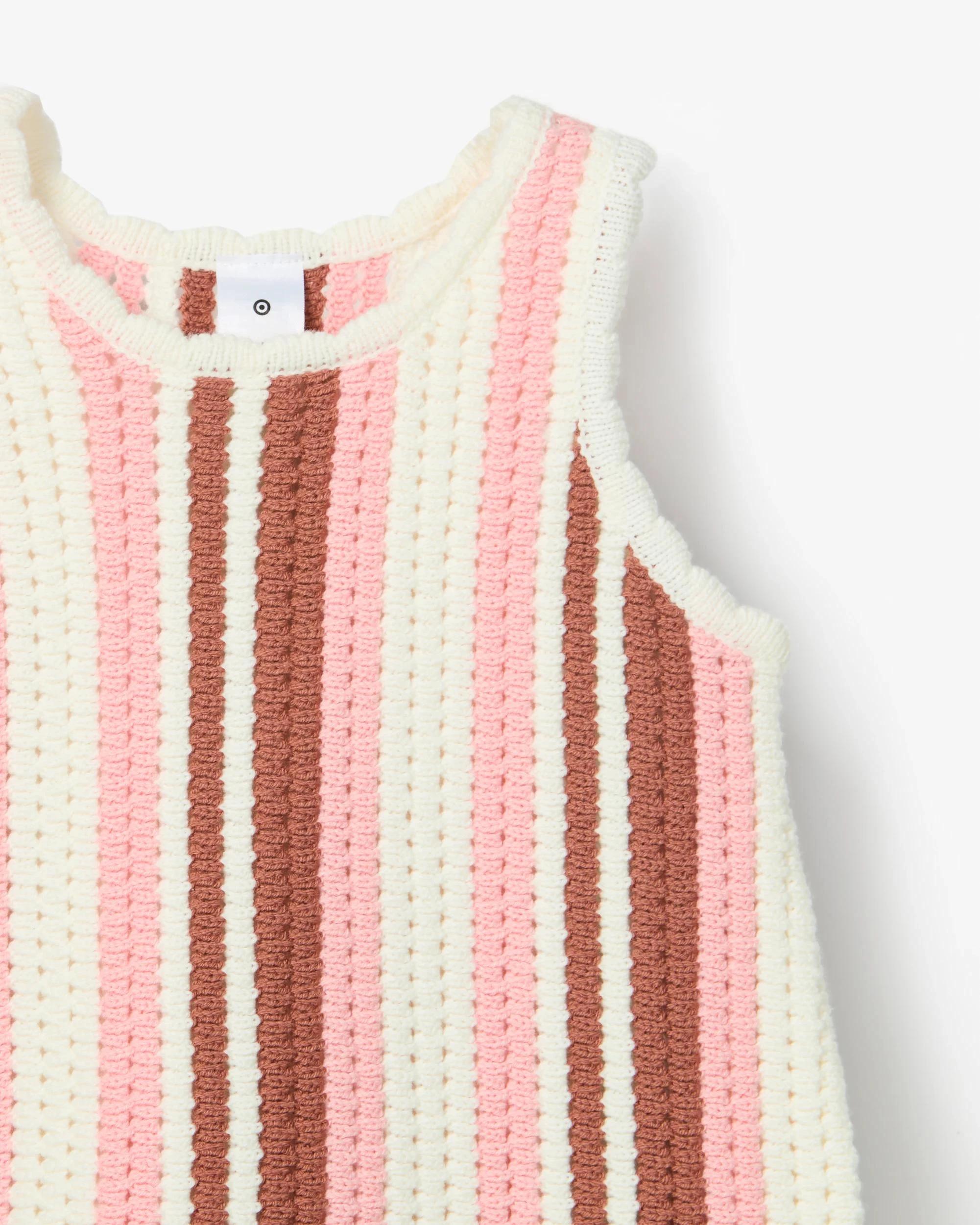 6 Target Kids Crochet Tank and Short 2 Piece Set PINK STRIPE, 6 of 7