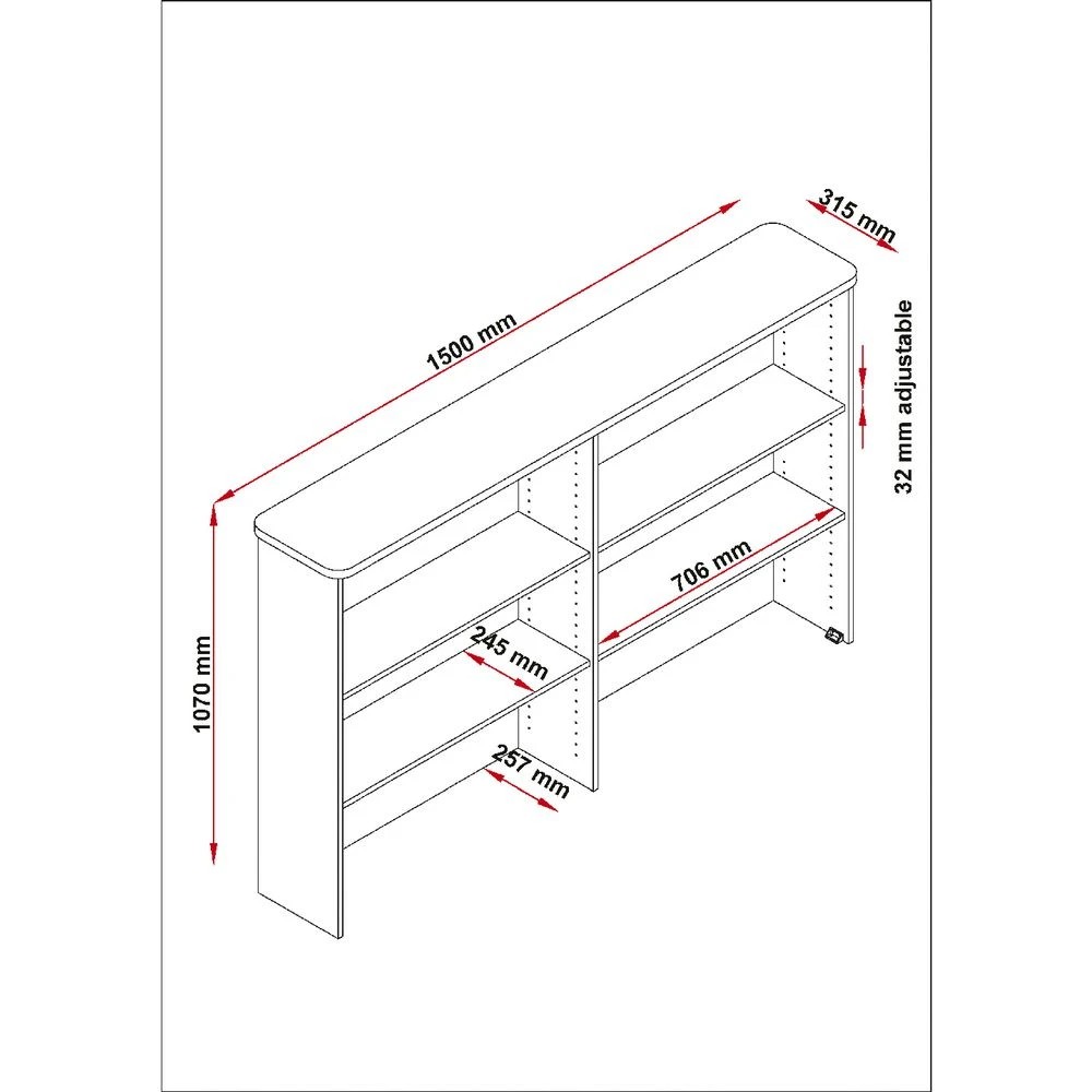 5 Toro Hutch 1500mm Grey Cabinets Cupboards, Lockers and Credenzas, 5 of 5