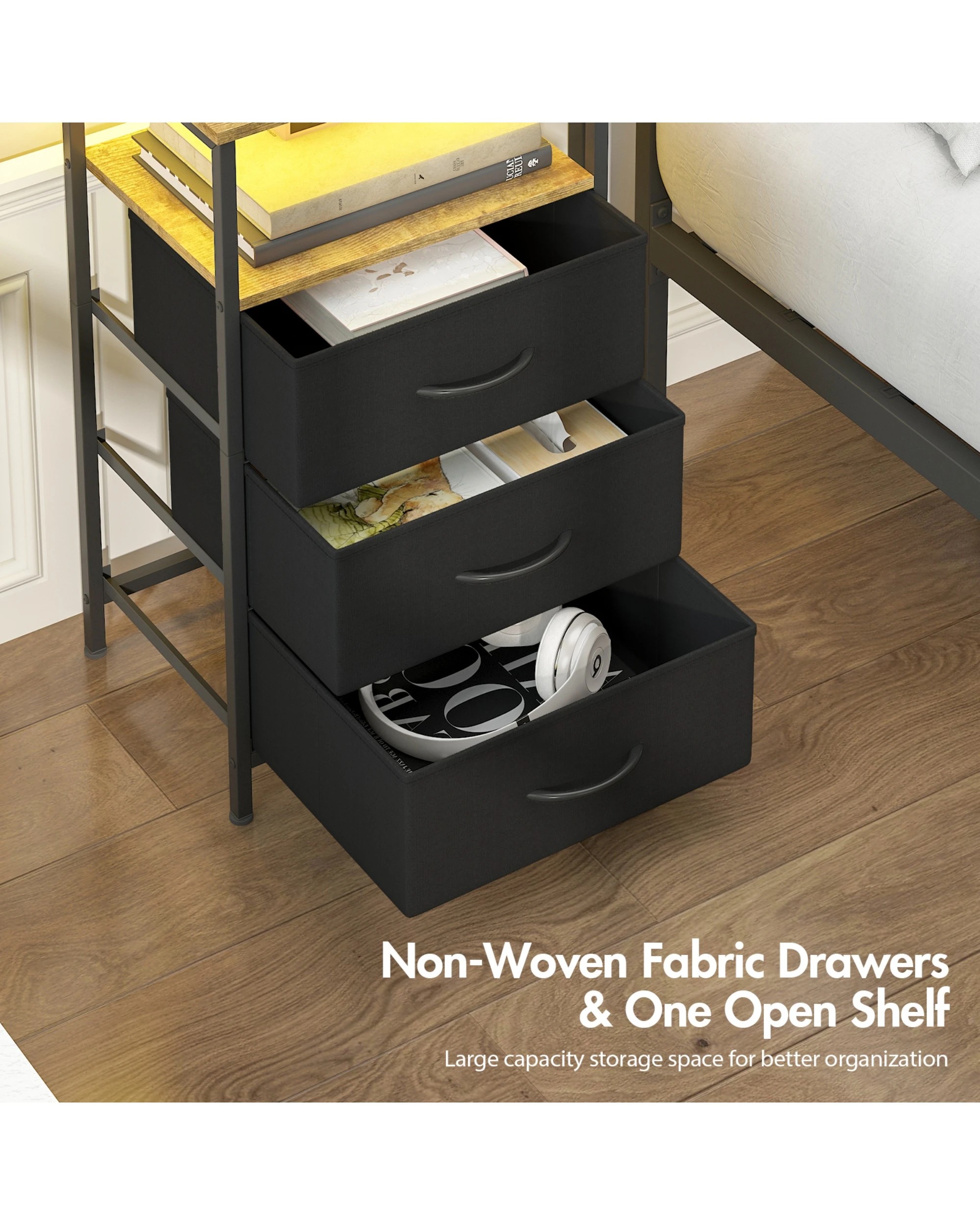 7 Advwin Led Bedside Table Set Of 2 Charging Station Nightstand, 7 of 7