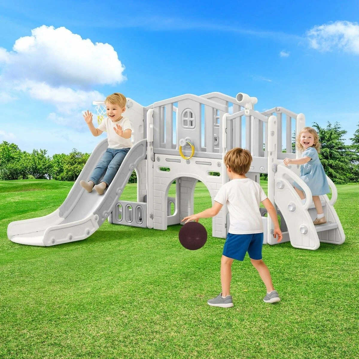 2 Kidbot 8in1 Kids Slide Set Ladder Steps Indoor Playground, 2 of 3