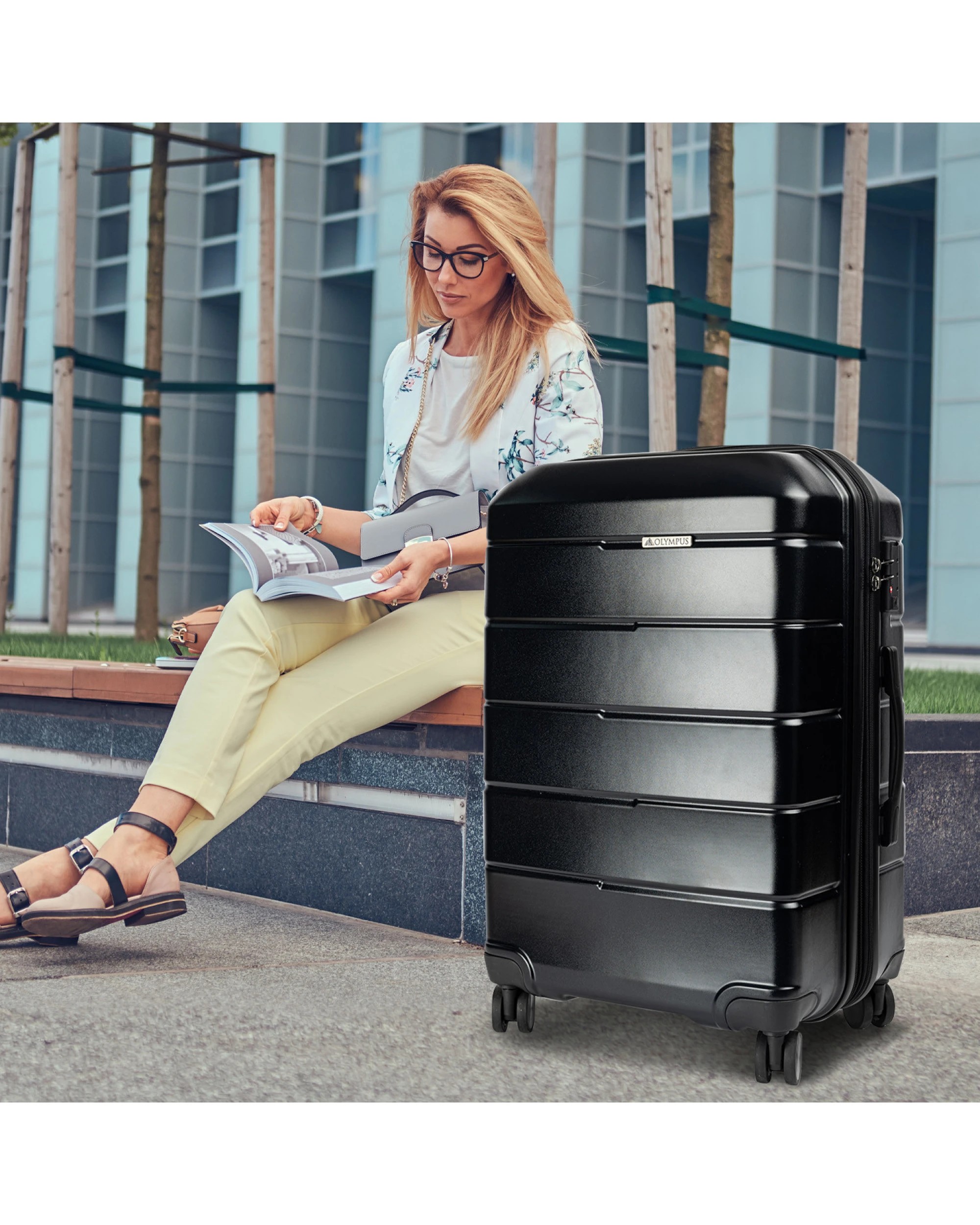 8 Olympus Artemis 28in Hard Shell Suitcase ABS+PC Jet - Black, 8 of 8