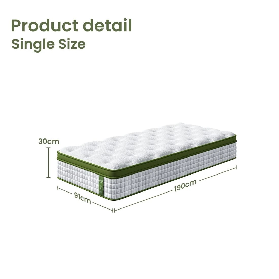 3 BedStory Single Mattress 30cm Medium Firm - Hybrid Mattress for Pressure Relief & Motion Isolation - Single Bed - White, 3 of 6