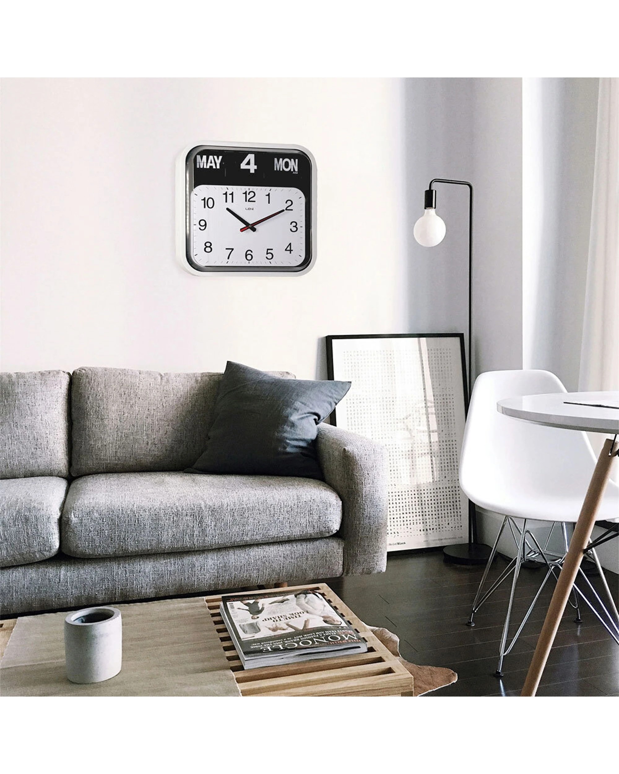 3 Leni Bankers Wall Clock With Calendar Silent Analog Movement 43x43cm - White, 3 of 3