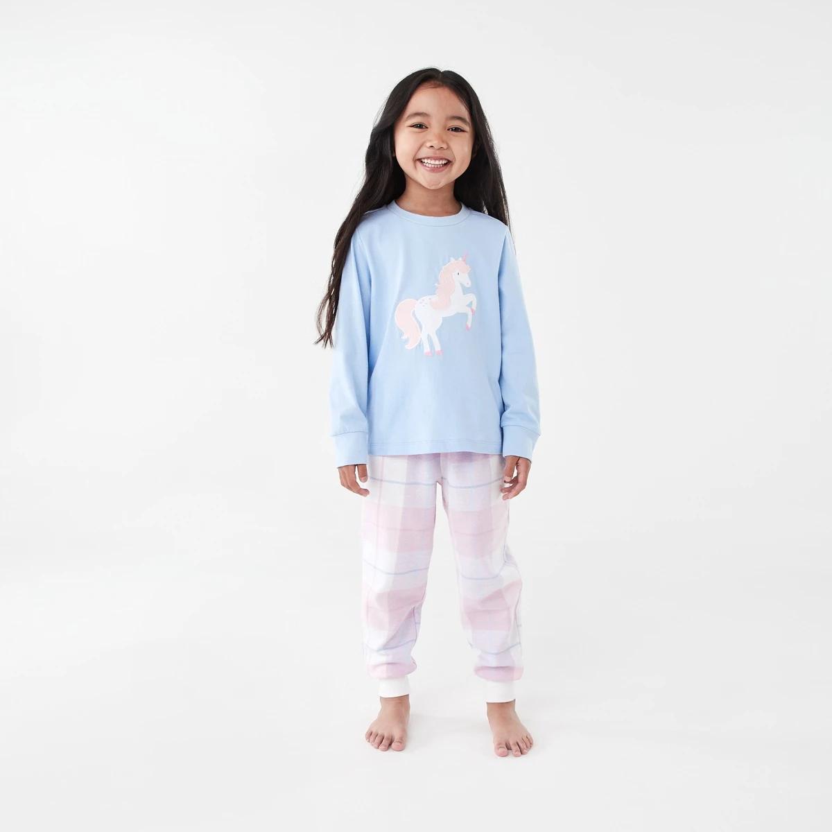 1 Knit Flannelette Pyjama Set Blu Slogan, 1 of 9