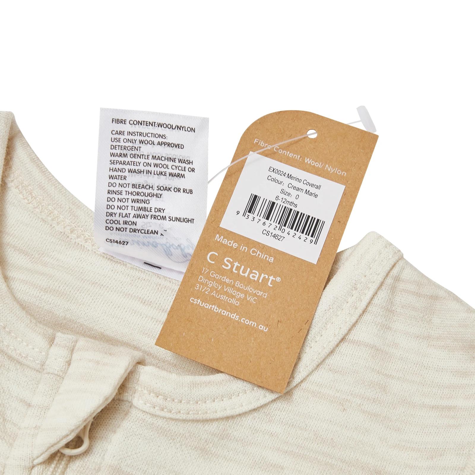 4 Merino Baby Australian Merino Wool Merino Coverall-Cream Marle CREAM MARLE, 4 of 6