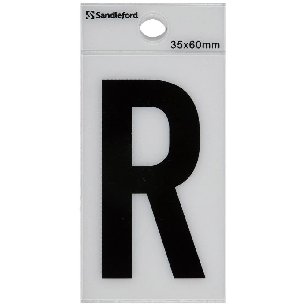 1 Sandleford R Self-adhesive Letter White 60 x 35mm, 1 of 1