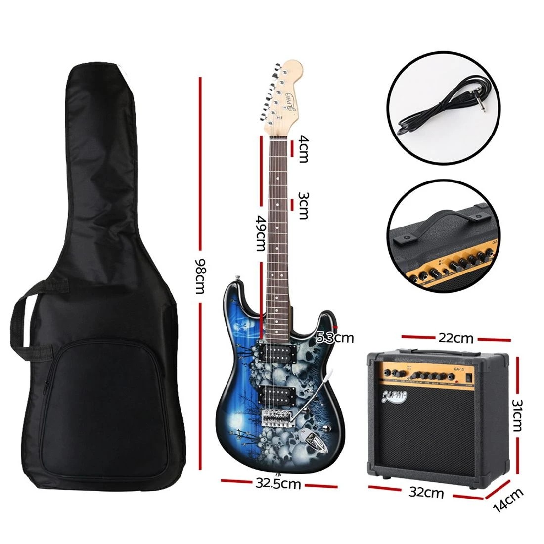 2 Alpha Electric Guitar Music String Instrument 20W Amplifier - Blue, 2 of 5