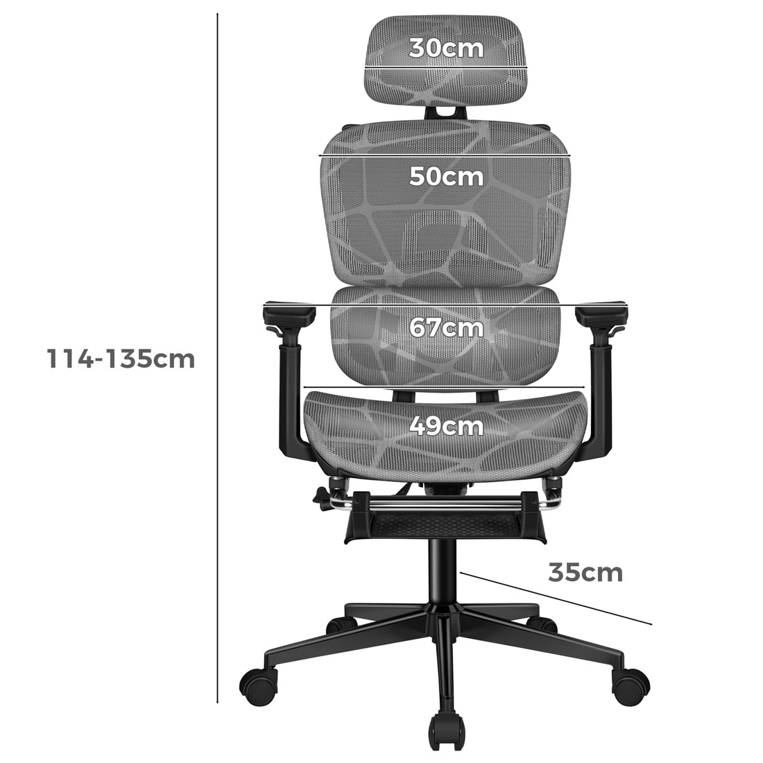 10 Alfordson Ergonomic Office Chair Mesh Executive Gaming Work Seat - Black Grey, 10 of 10