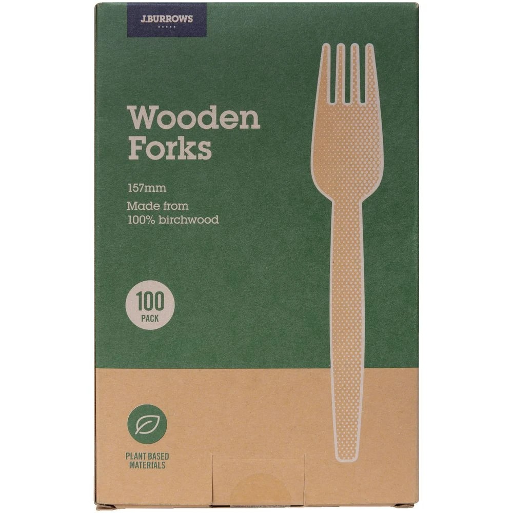 3 J.Burrows Wooden Forks 157mm 100 Pack, 3 of 5