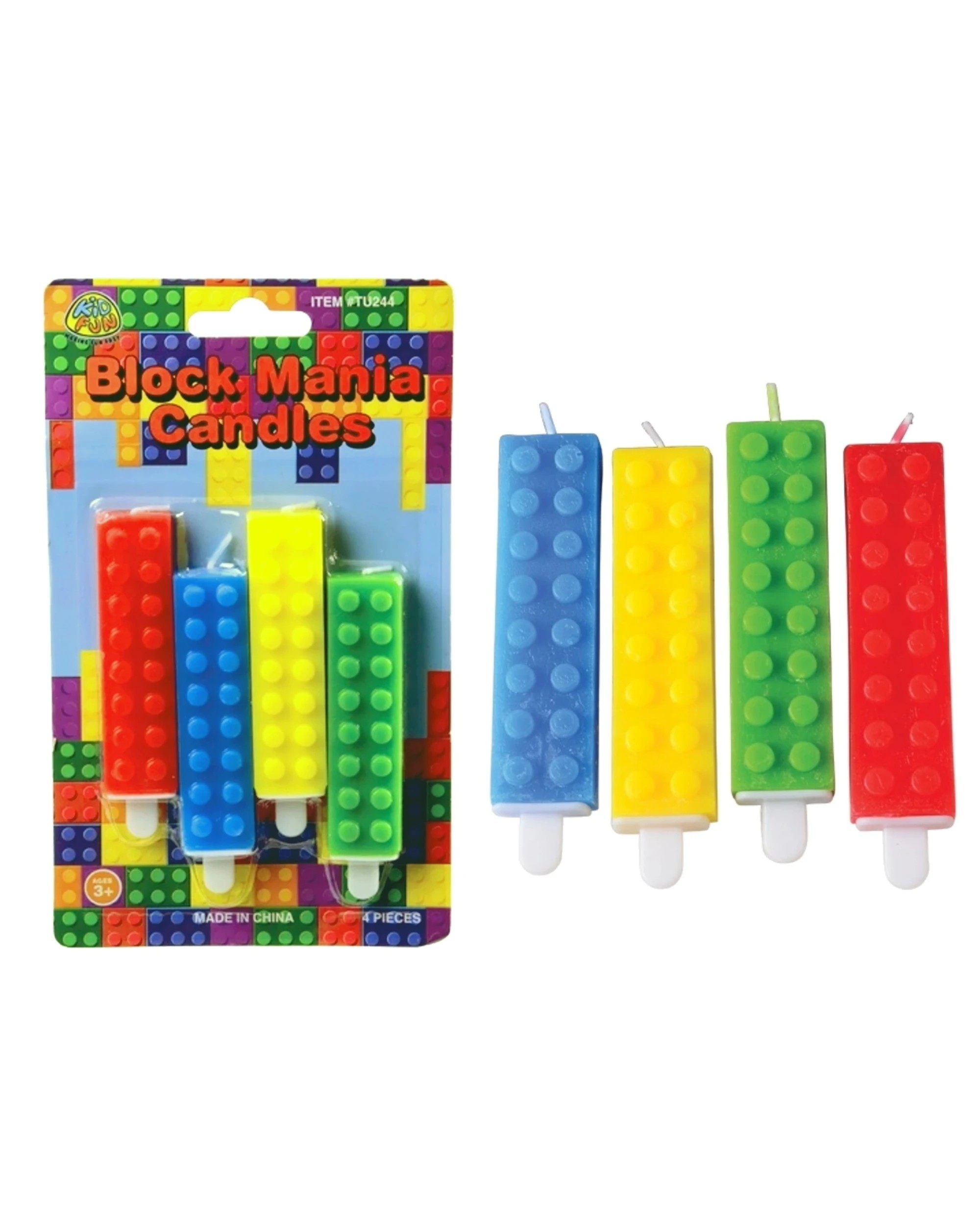 1 Partyrama Block Mania Candles Pack of 4, 1 of 1