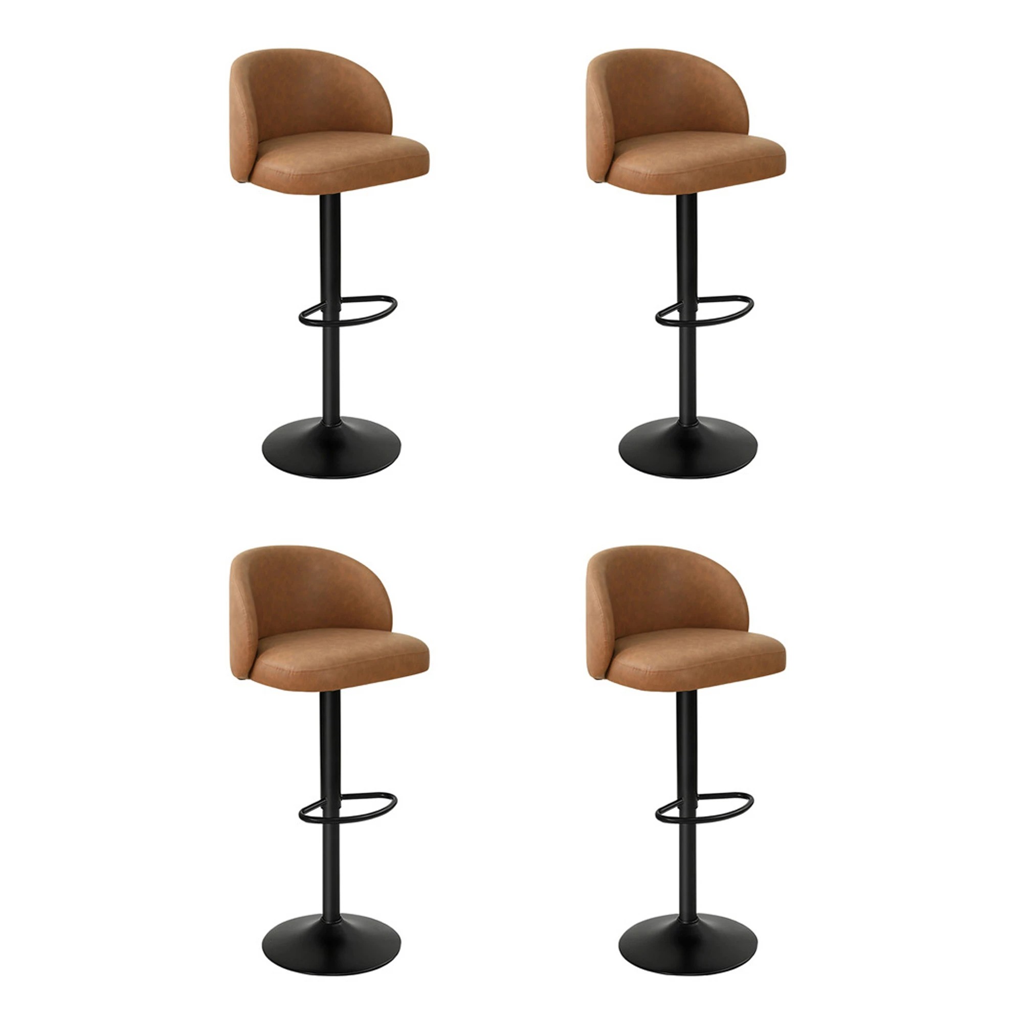 1 Levede 4x Bar Stools Gas Lift PU Leather Footrest Swivel Adjustable Kitchen, 1 of 9