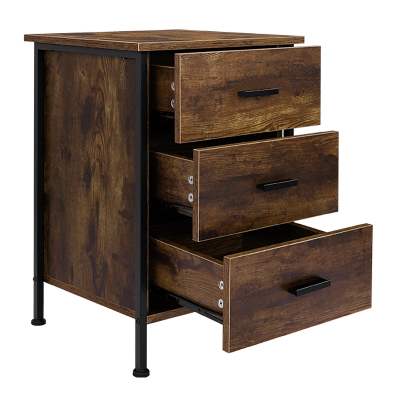 9 Alfordson Bedside Table Retro Wooden Nightstand Vintage Storage Side Cabinet - Brown, 9 of 10