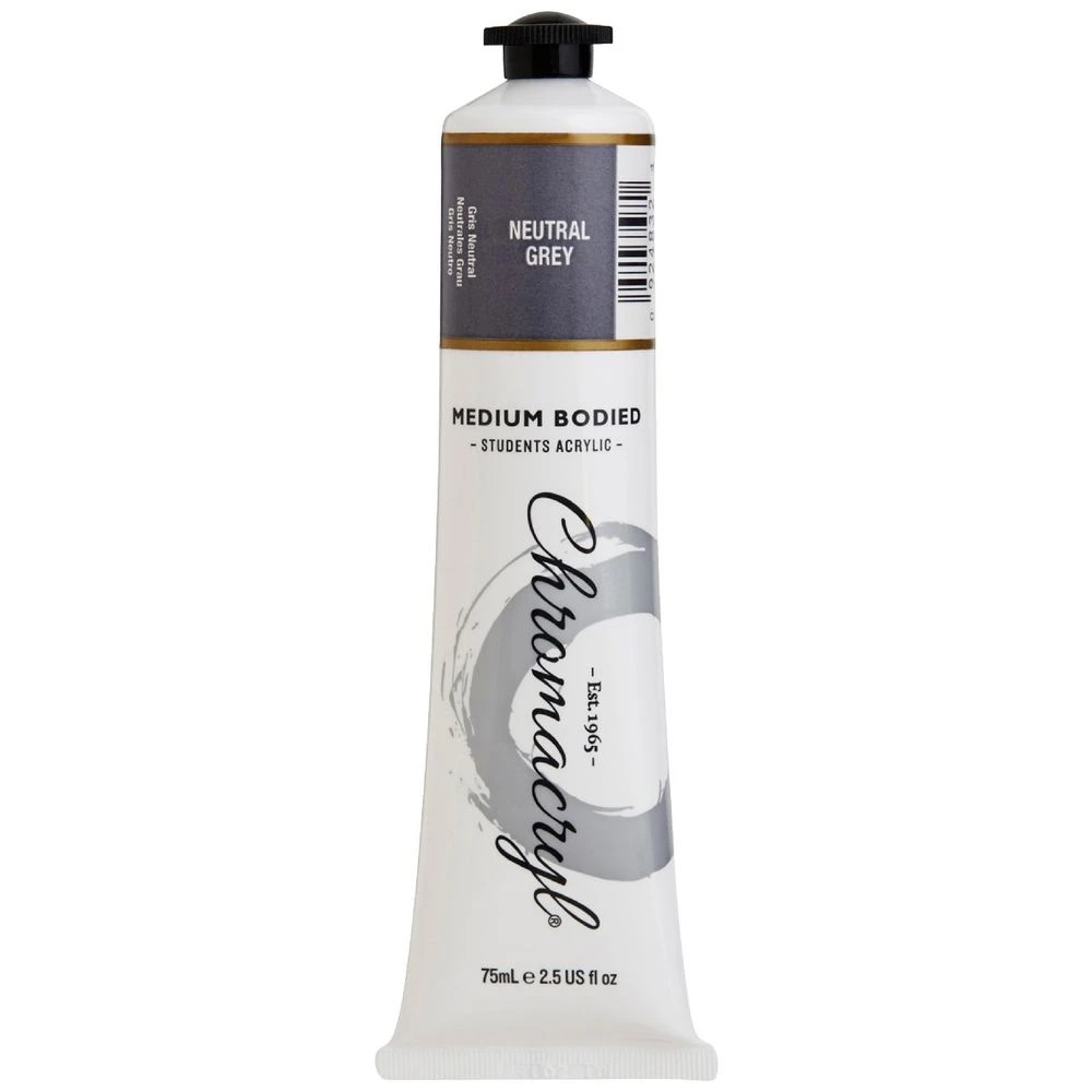 1 Chromacryl Student Acrylic Paint 75mL Neutral Grey, 1 of 1