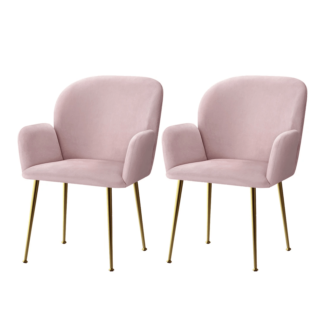 1 Artiss Dining Chairs Set of 2 Velvet Armchair - Pink, 1 of 6