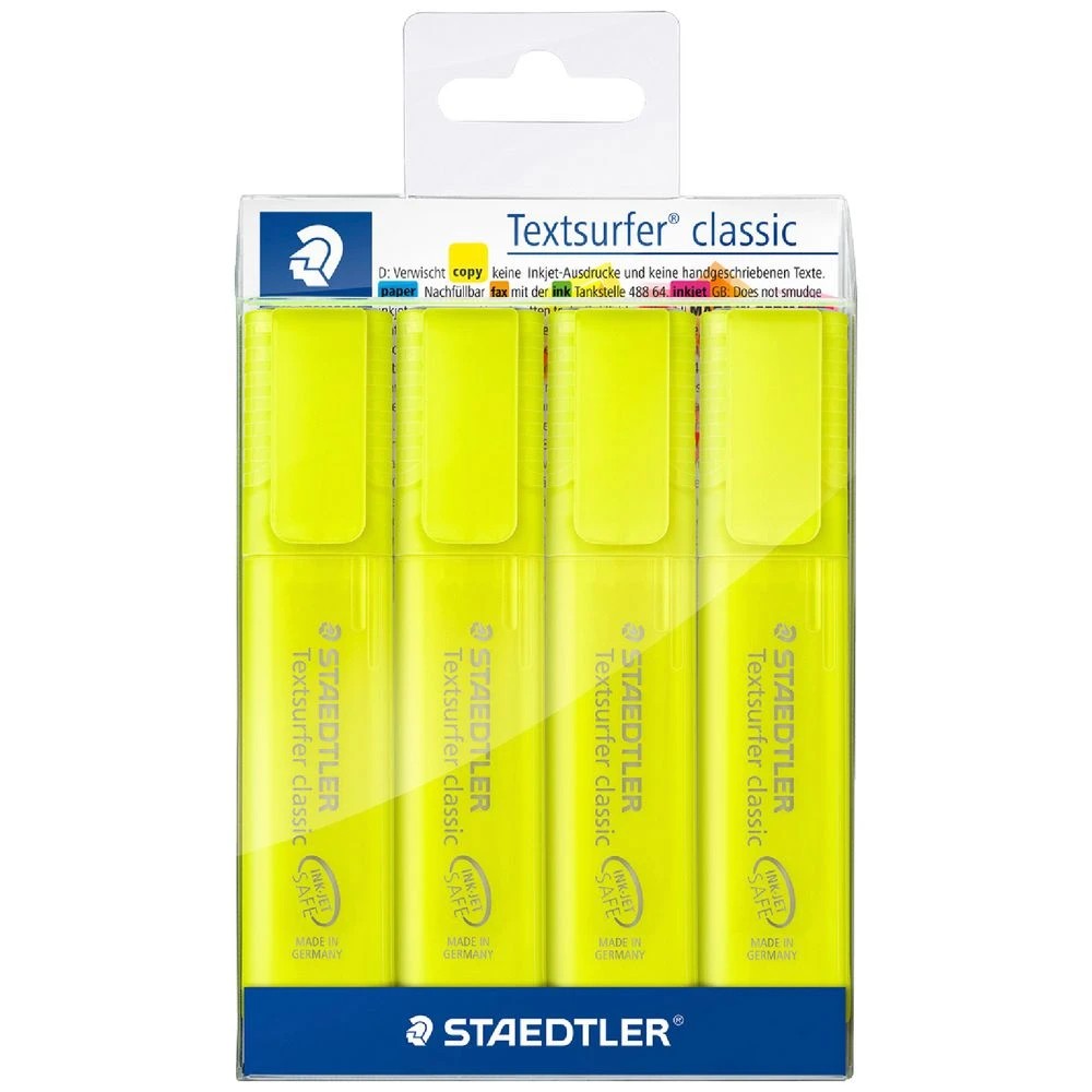 1 Staedtler Textsurfer Classic Highlighters Yellow 4 Pack, 1 of 6