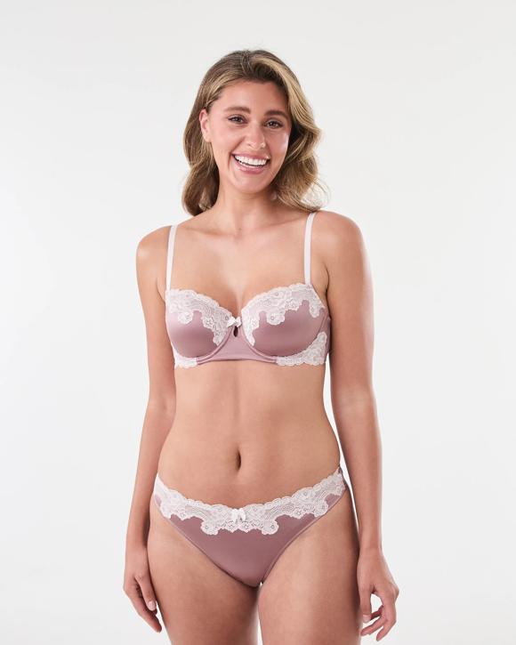 Co-ordinated Satin Lace G-String Briefs