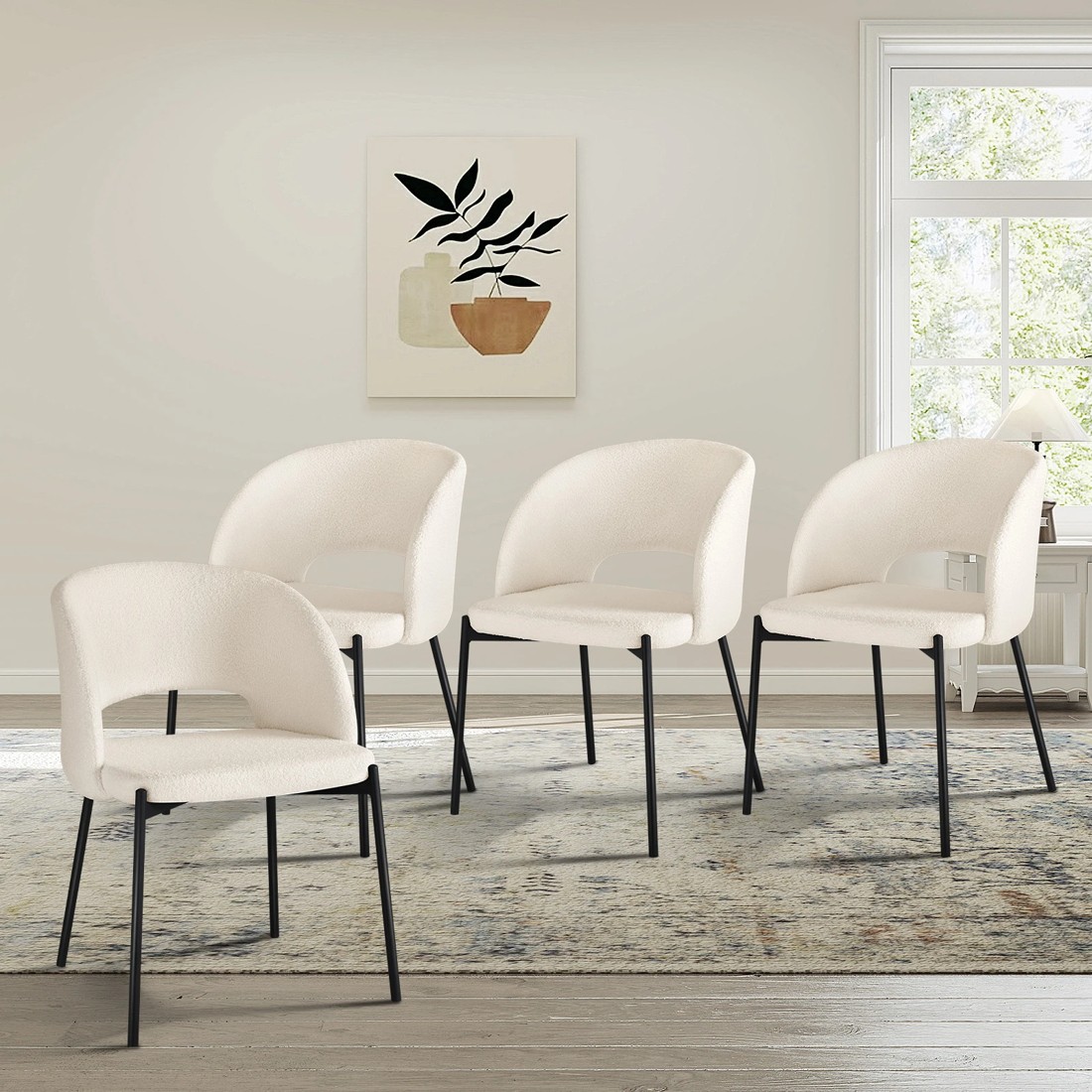 2 Oikiture 4x Armchair Dining Chair Accent Chairs Tub Armchairs Sherpa - Multi, 2 of 9