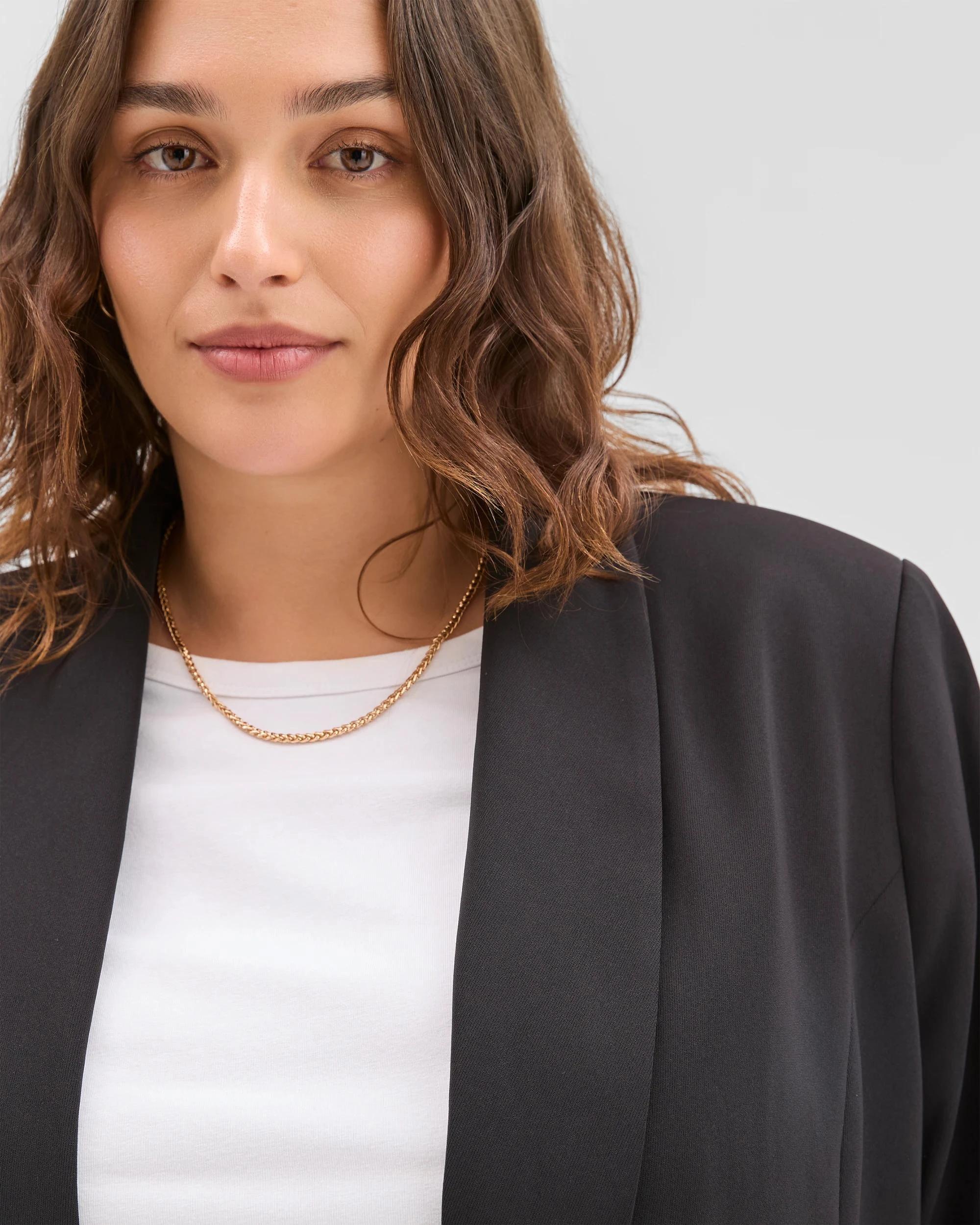 5 Target Curve Plus Size Ruched Sleeve Blazer BLACK, 5 of 6