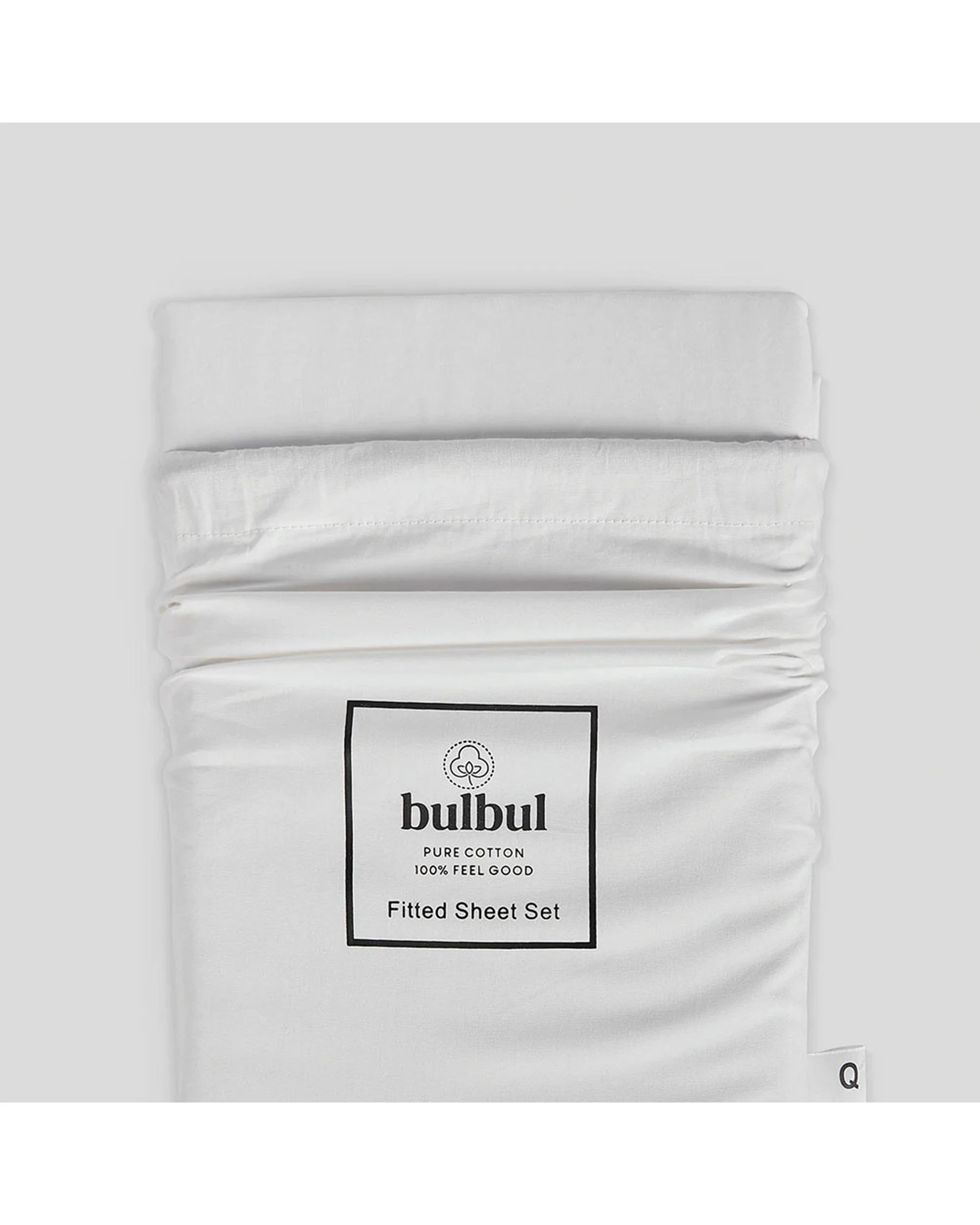 5 Bulbul Home Fitted Sheet & Pillowcase Bedding Set Snow 375TC - Queen Bed - White, 5 of 5