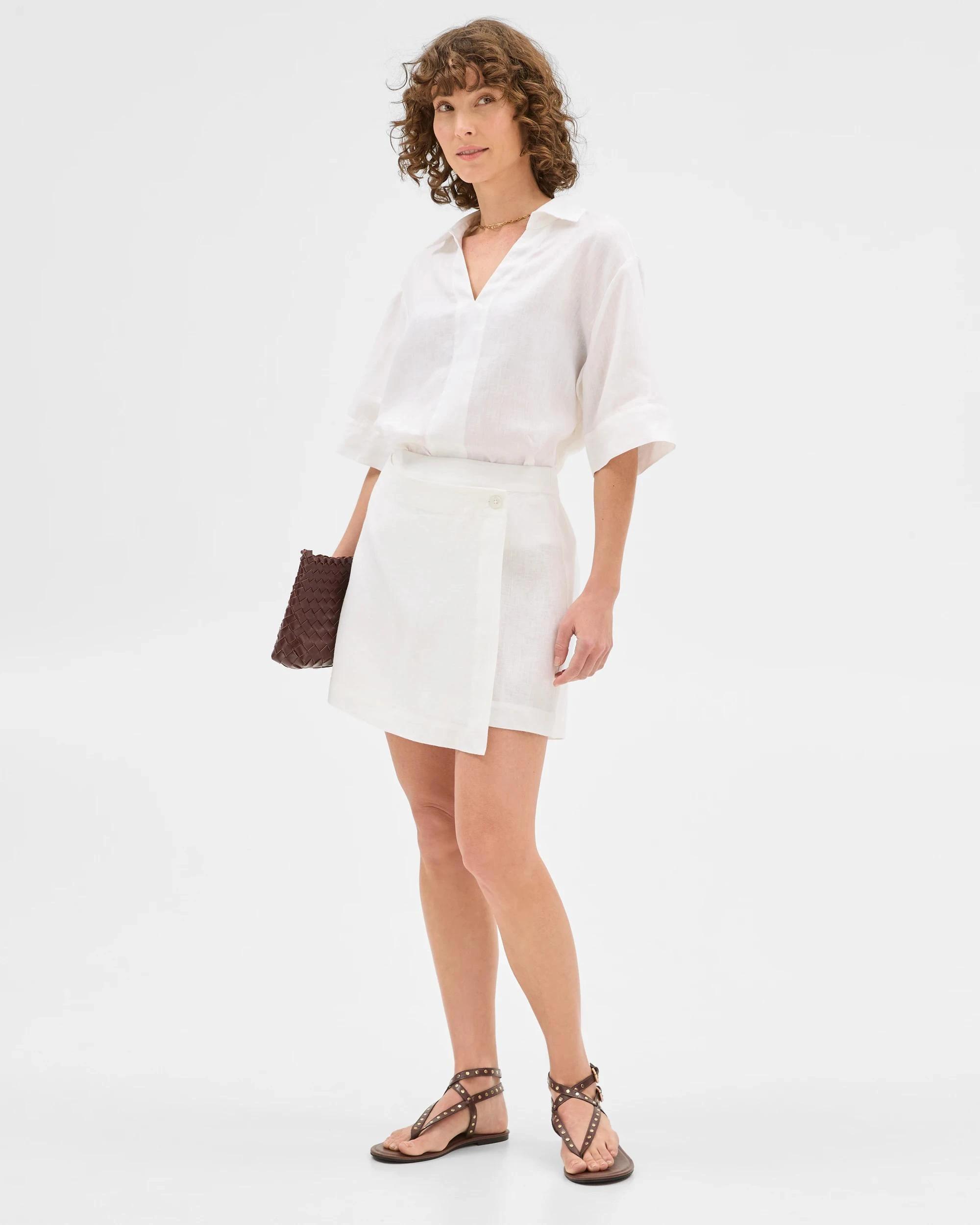 2 Target European Linen Wrap Skort WHITE, 2 of 6