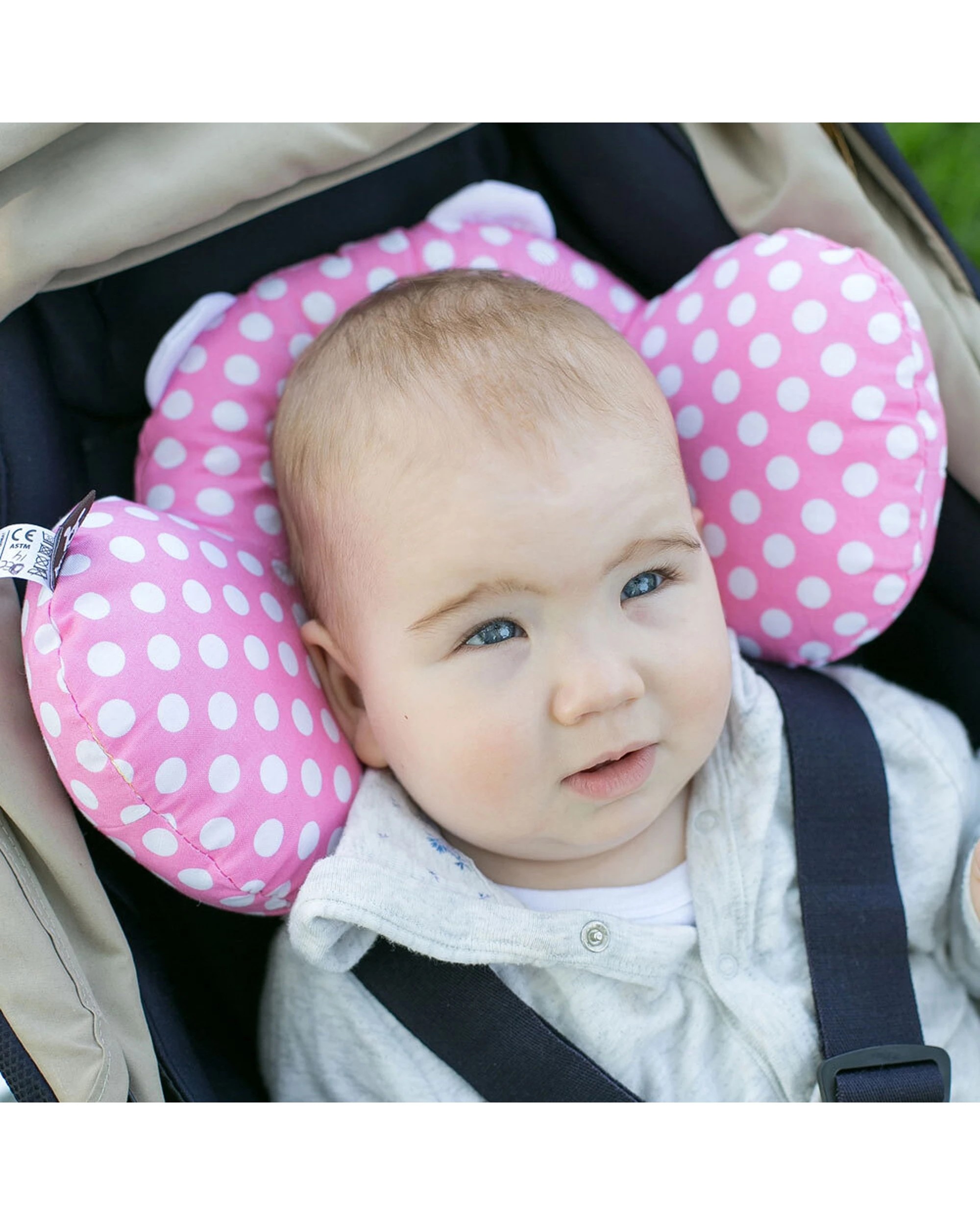 3 Benbat 2PK Bear Hug Headrest Contoured Cotton Support Kids Travel Pillow - Pink, 3 of 4