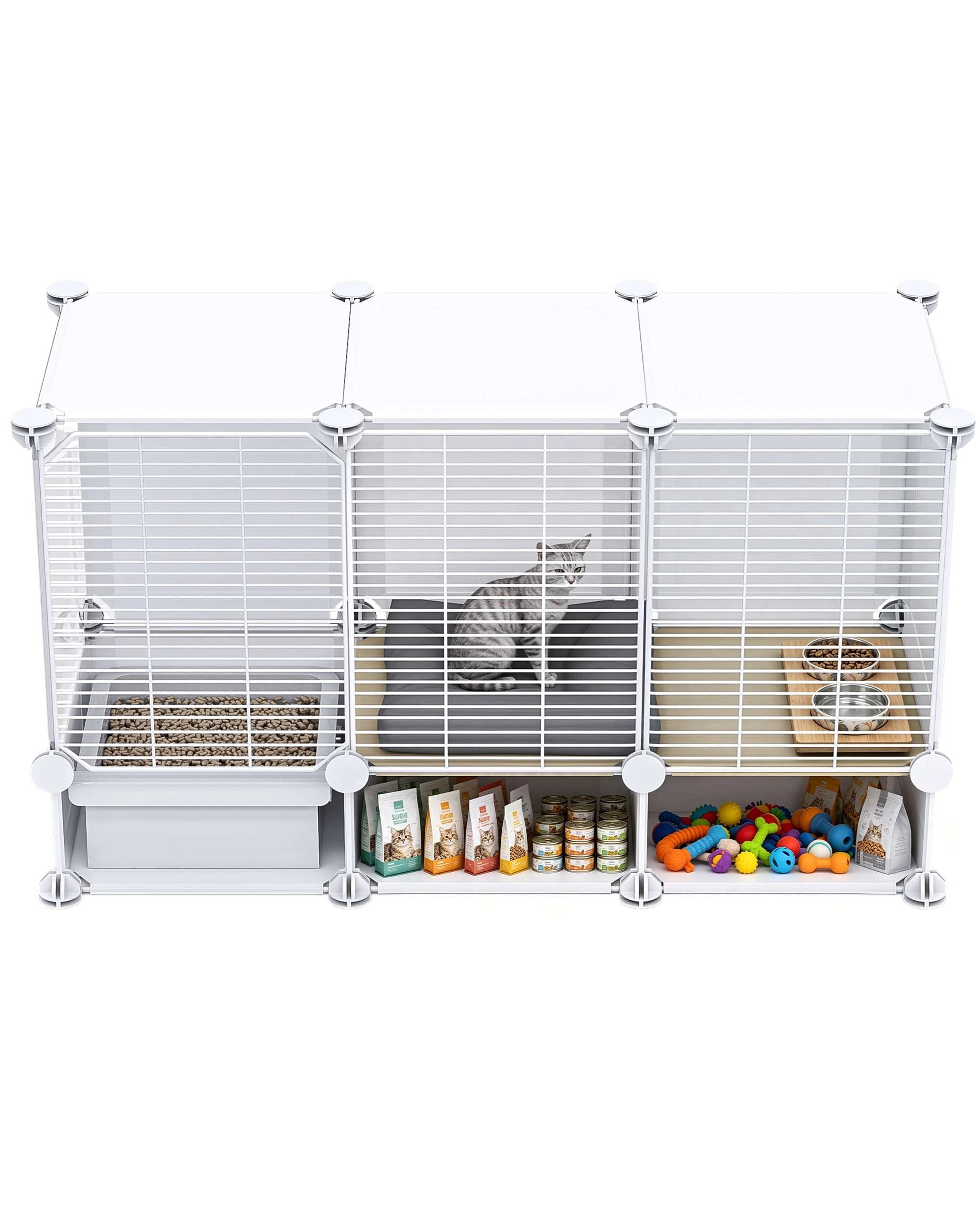 3 Advwin Cat Cage with Cat Litter Box DIY Cat Enclosures Cat Condo House, 3 of 5