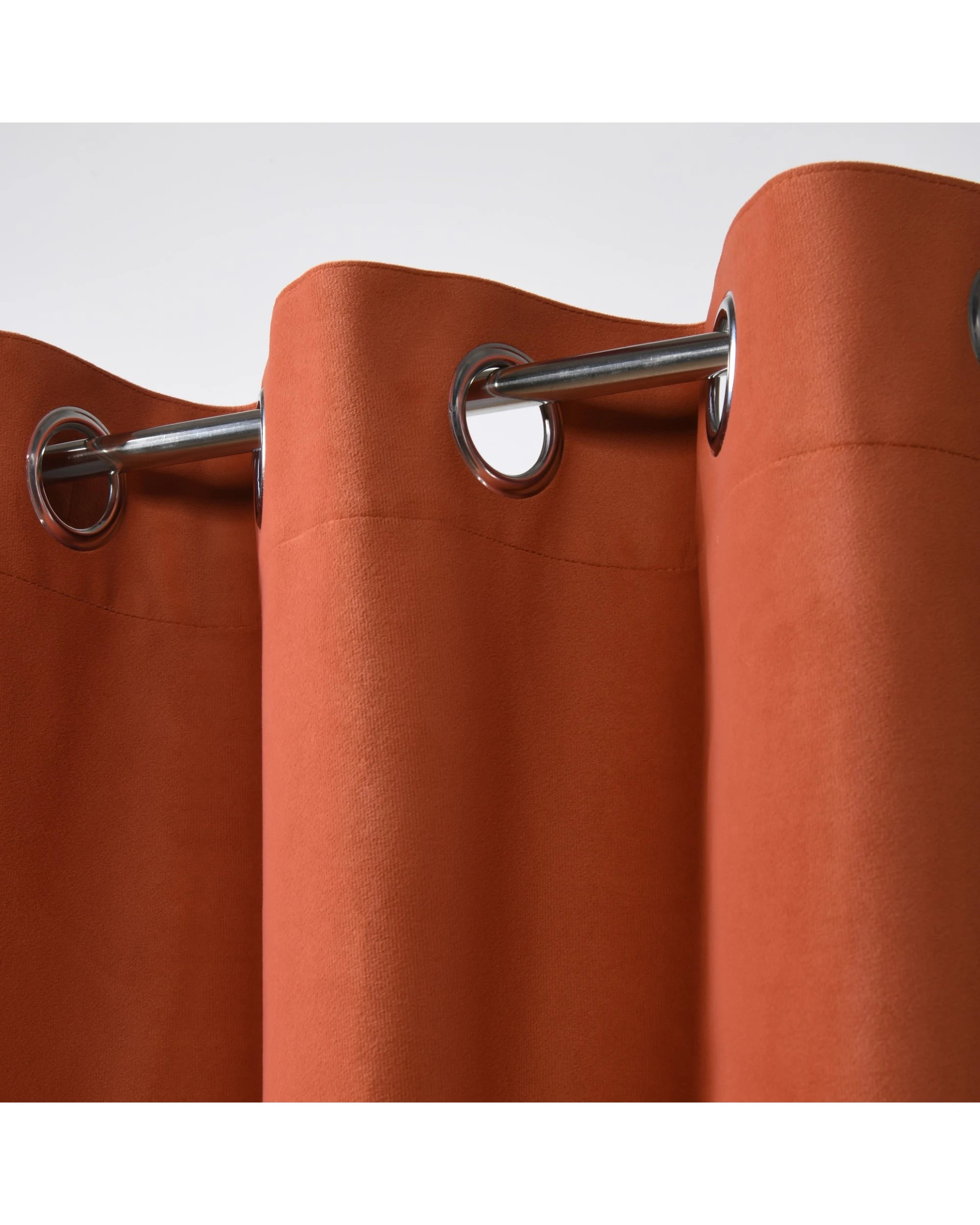 2 Cadence & Co. Byron Matte Velvet 100% Blockout Eyelet Curtain Twin Pack 135x223cm - Rust, 2 of 5