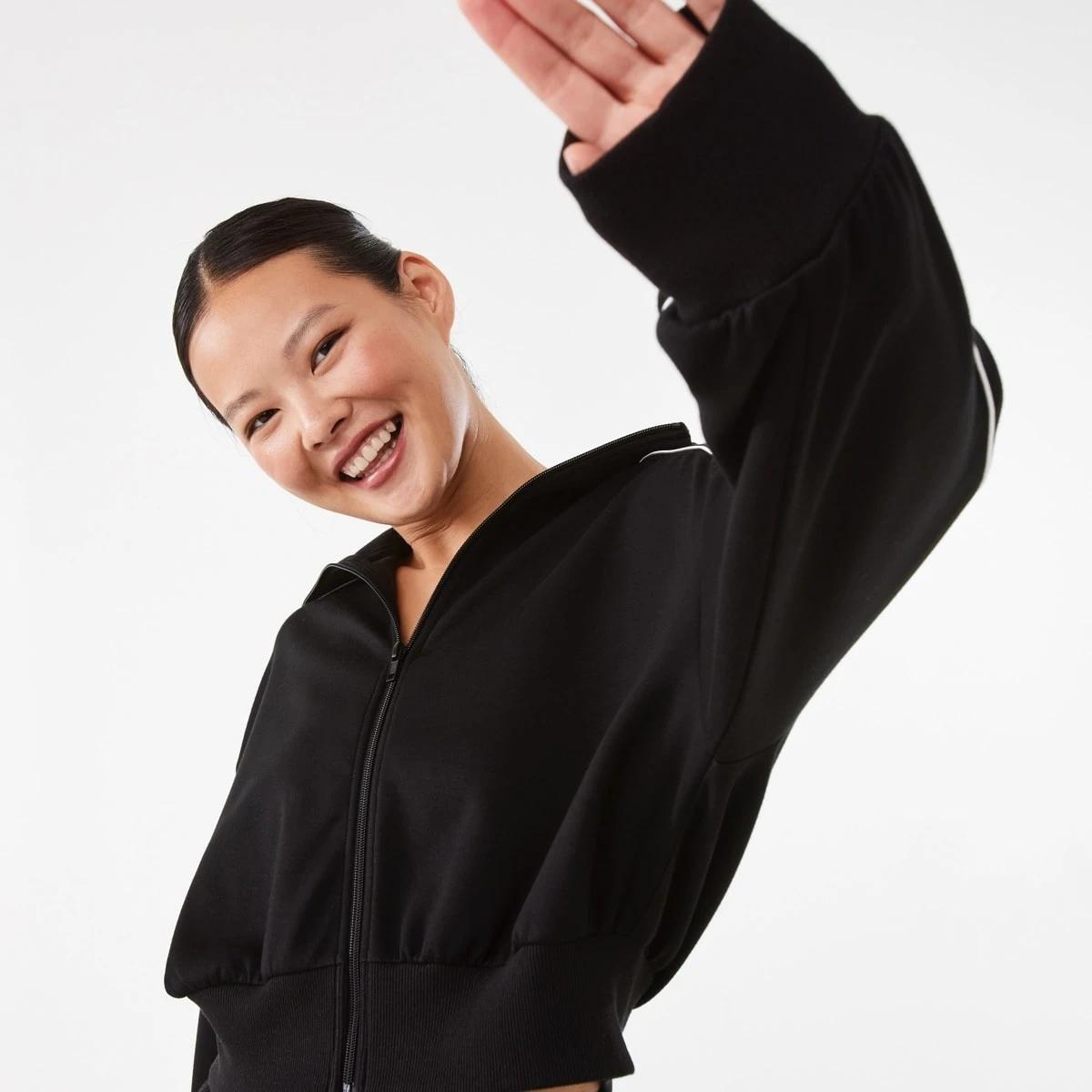 5 Active Womens Interlock Zip Long Sleeve Jumper Black, 5 of 7