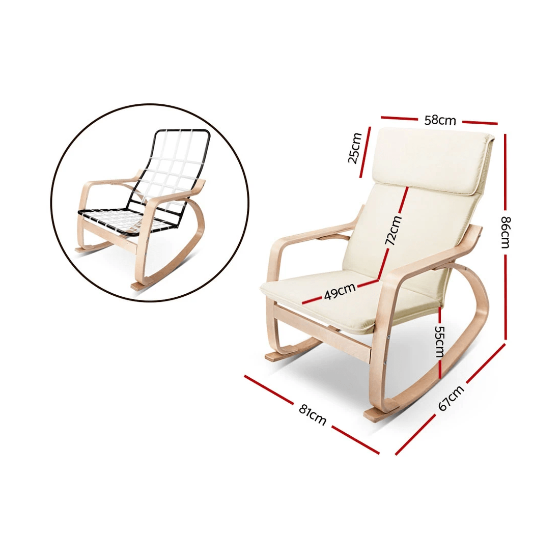 2 Artiss Rocking Armchair Nursing Bentwood Aero - White, 2 of 7