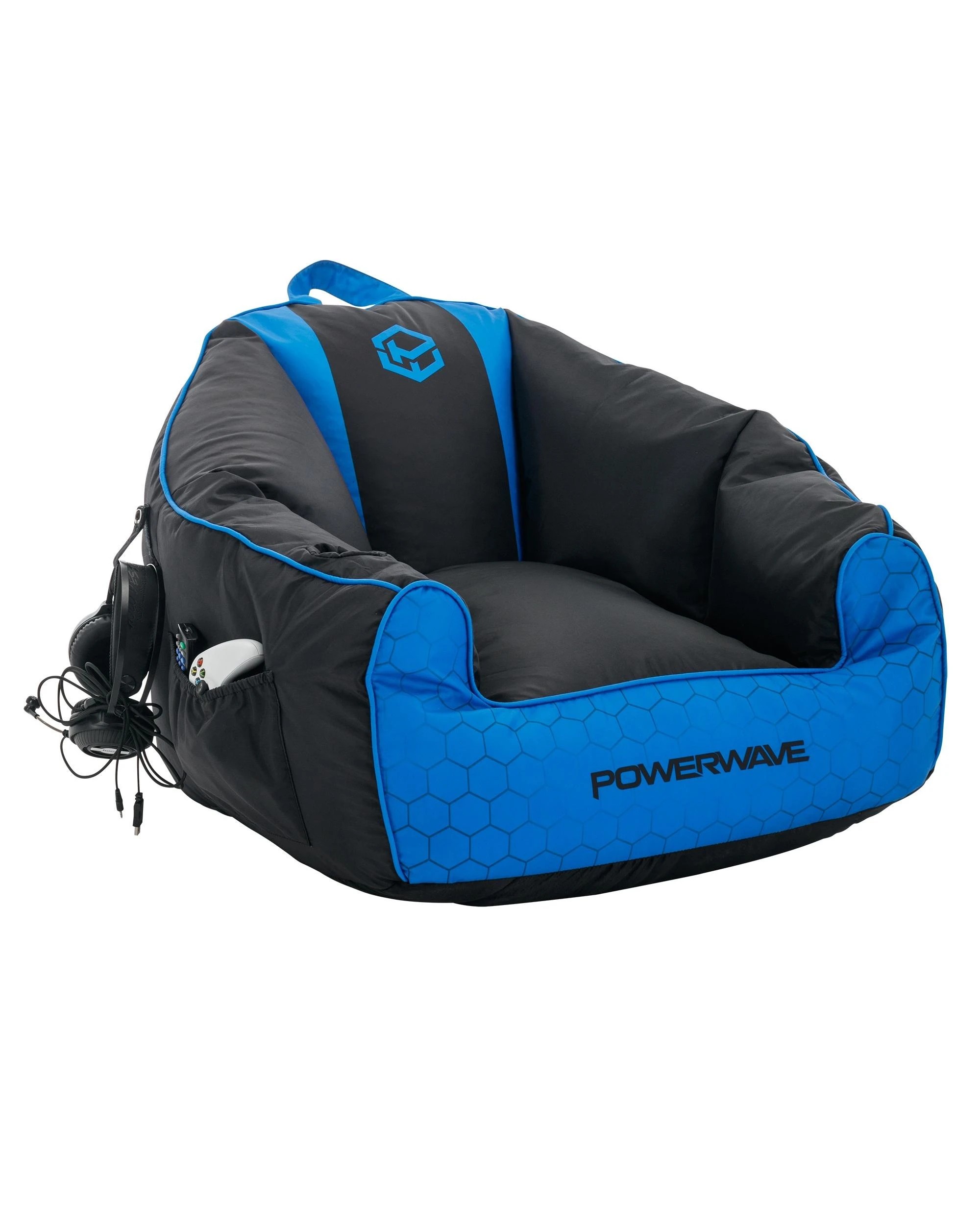1 Powerwave PUFF Gaming Bean Bag Chair - Blue, 1 of 7