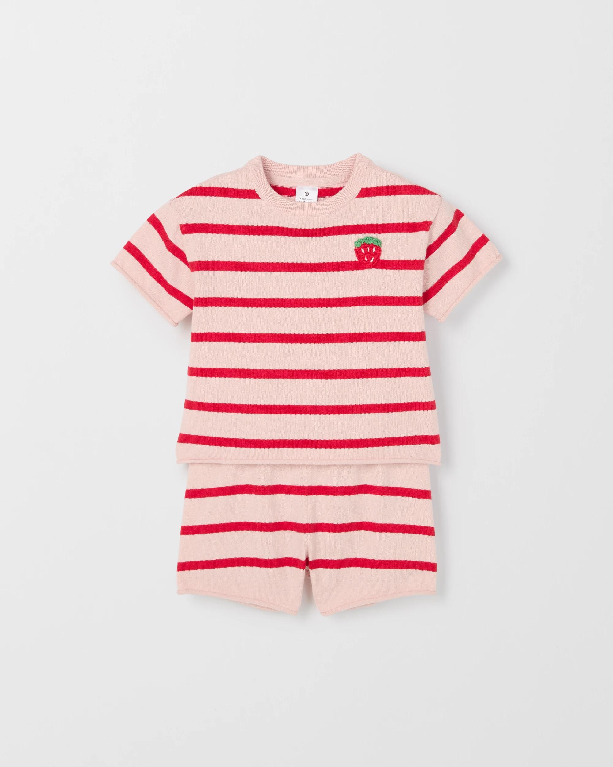 4 Target Baby Organic Cotton True Knit Top & Shorts Set STRAWBERRY PINK, 4 of 5