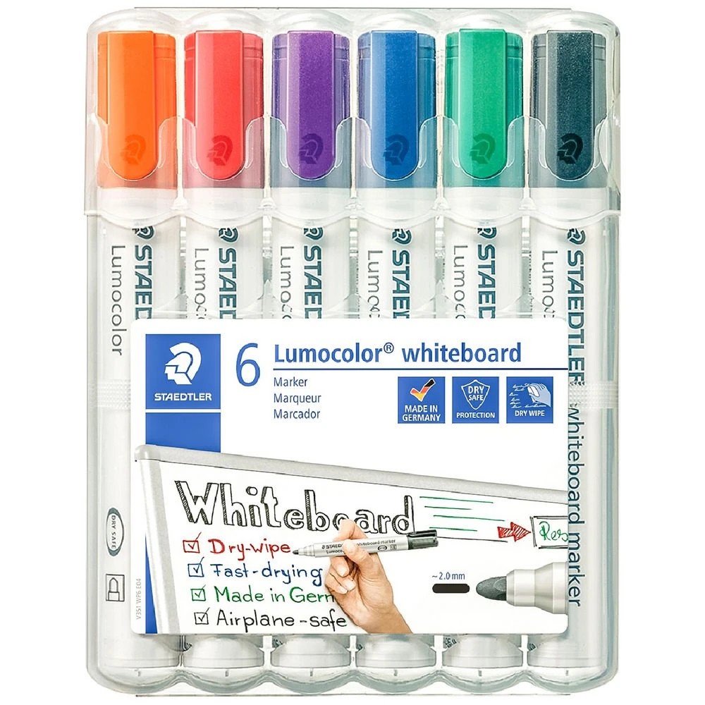 1 Staedtler Lumocolor Whiteboard Markers Bullet Assorted 6 Pack, 1 of 10