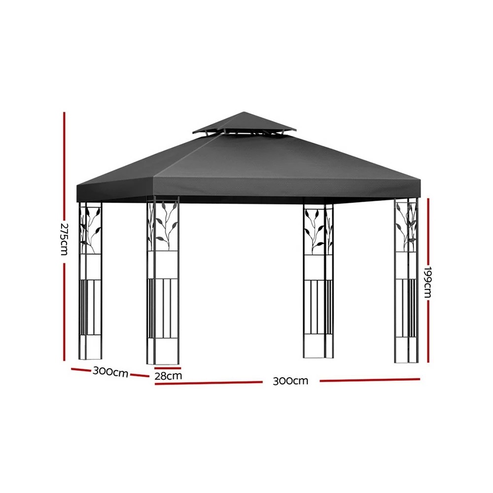 2 Instahut Gazebo 3x3m Marquee Outdoor Wedding Party Event Tent Home Iron Art Shade - Grey, 2 of 6